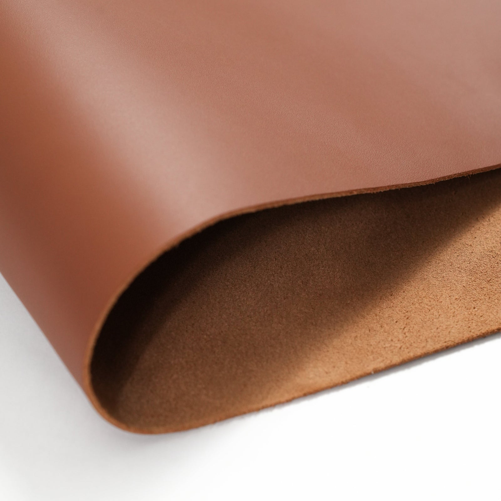 Close-up of Italian Alba cognac brown leather