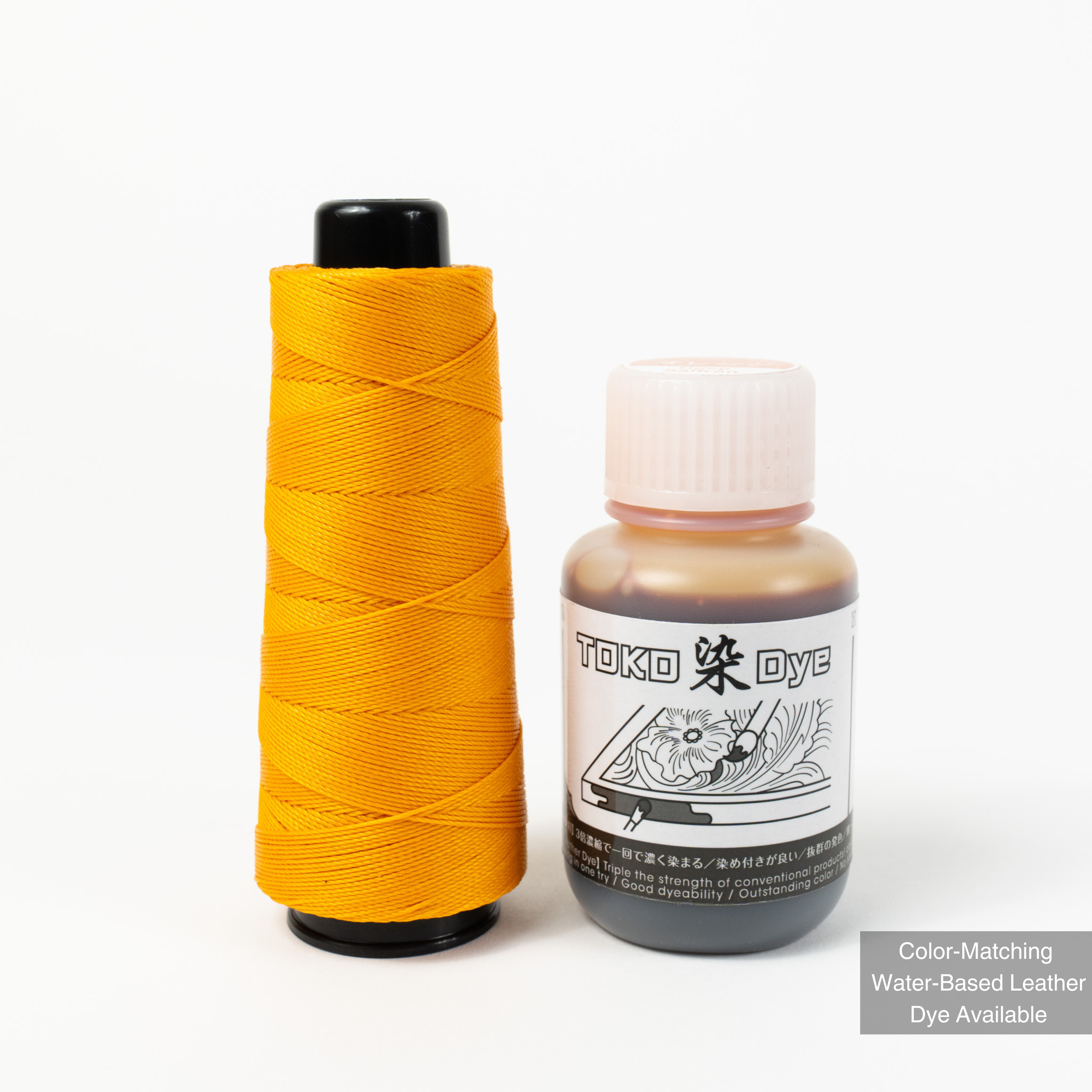 MBT deep saffron waxed polyester thread with matching leather dye