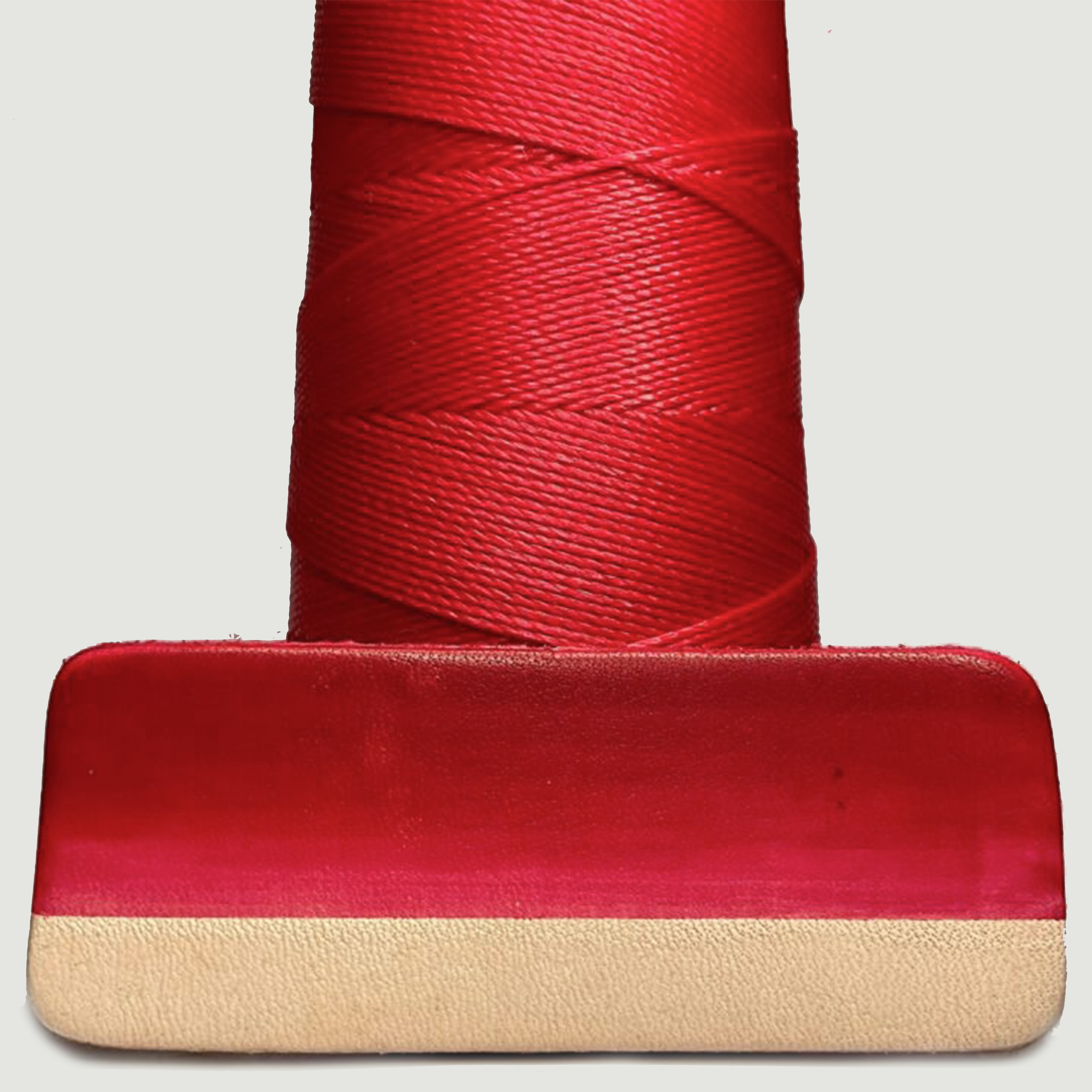 MBT red waxed polyester thread with dyed leather