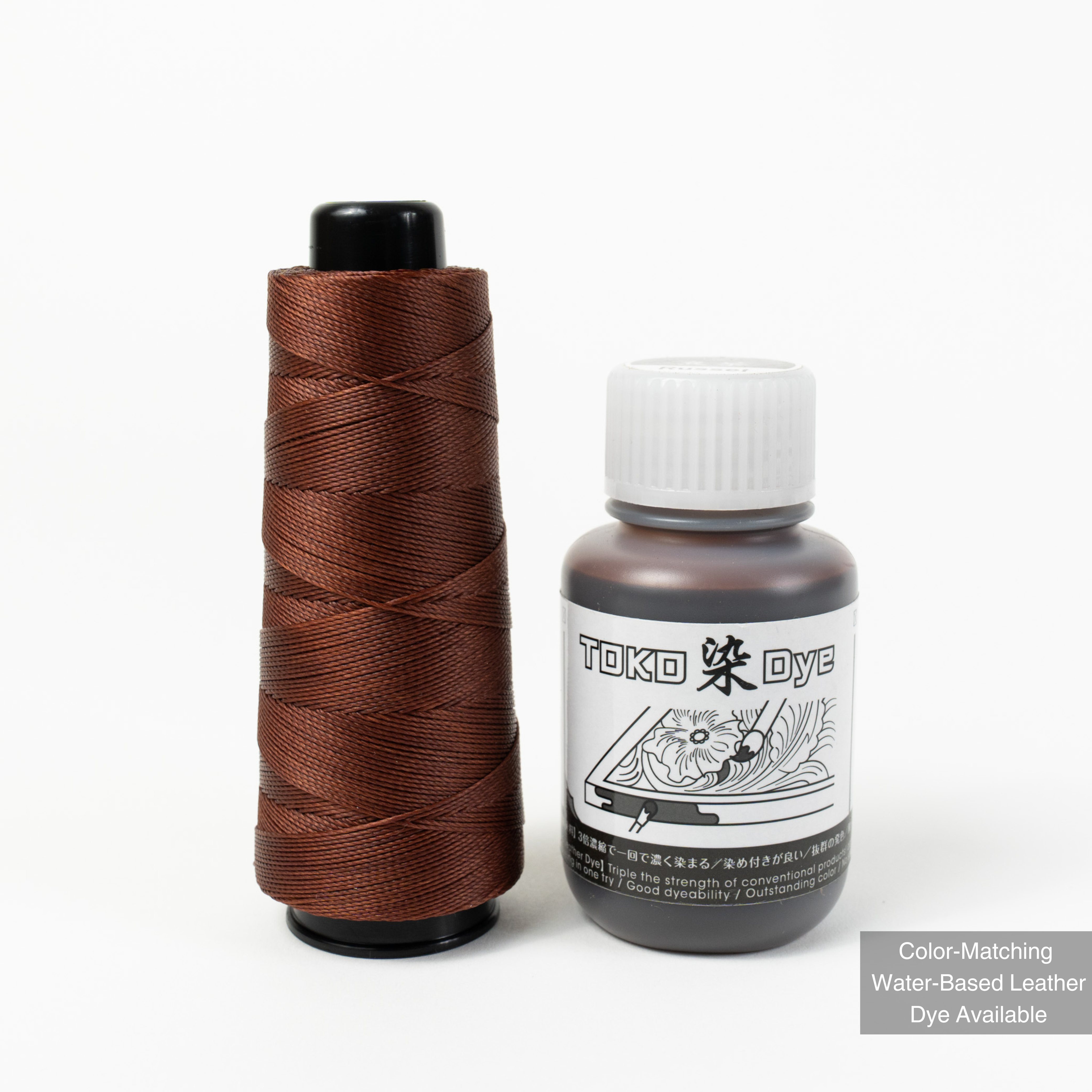MBT russet waxed polyester thread with matching leather dye
