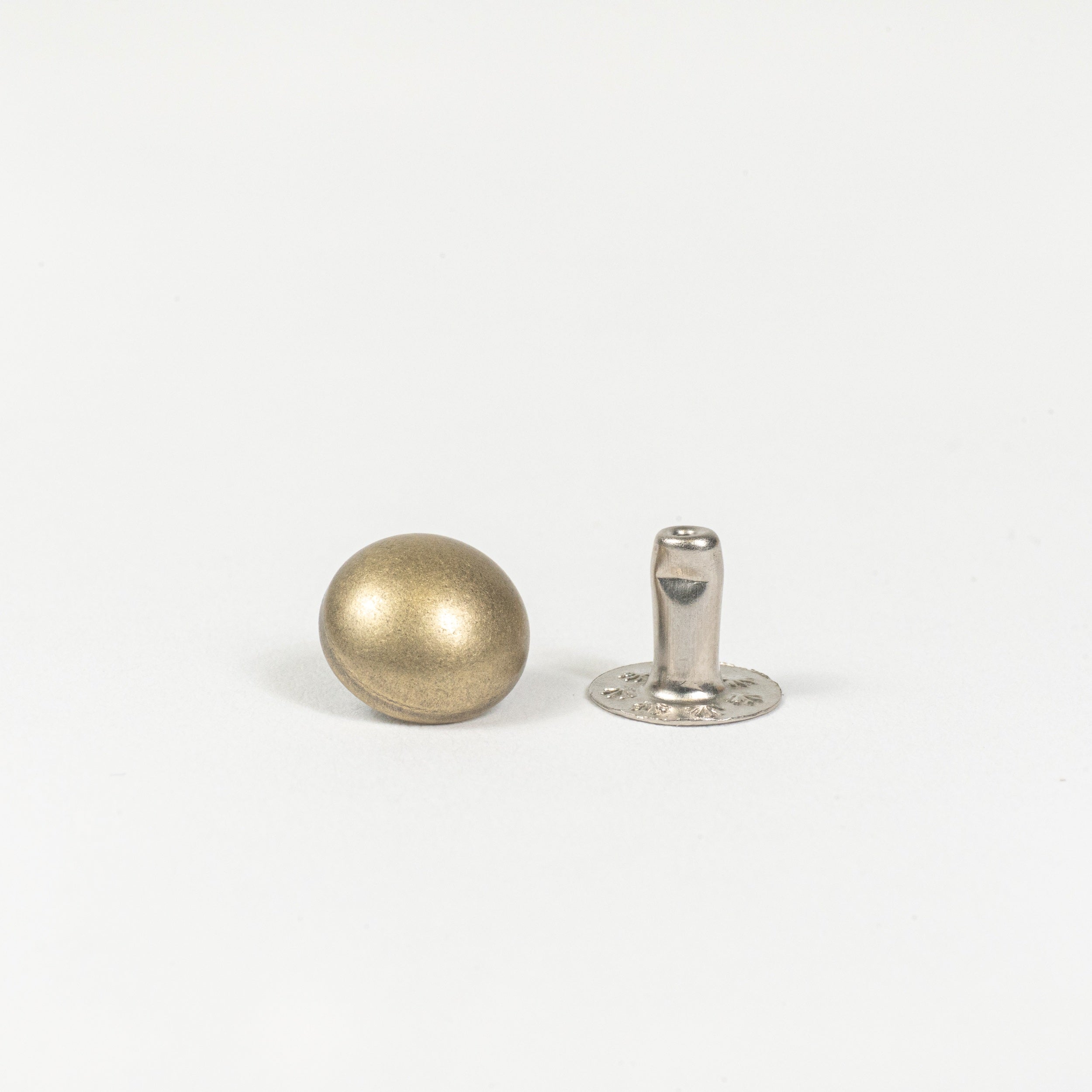 antique brass domed rivet front view
