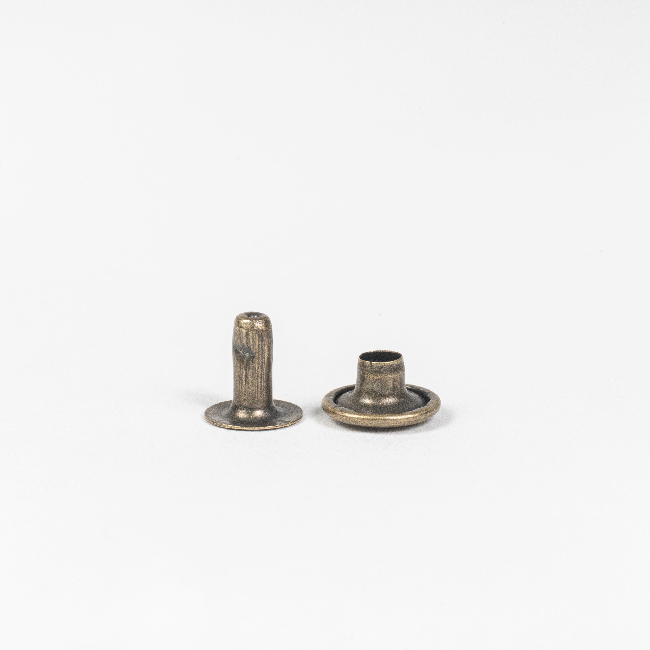 antique brass rapid rivet post and cap view