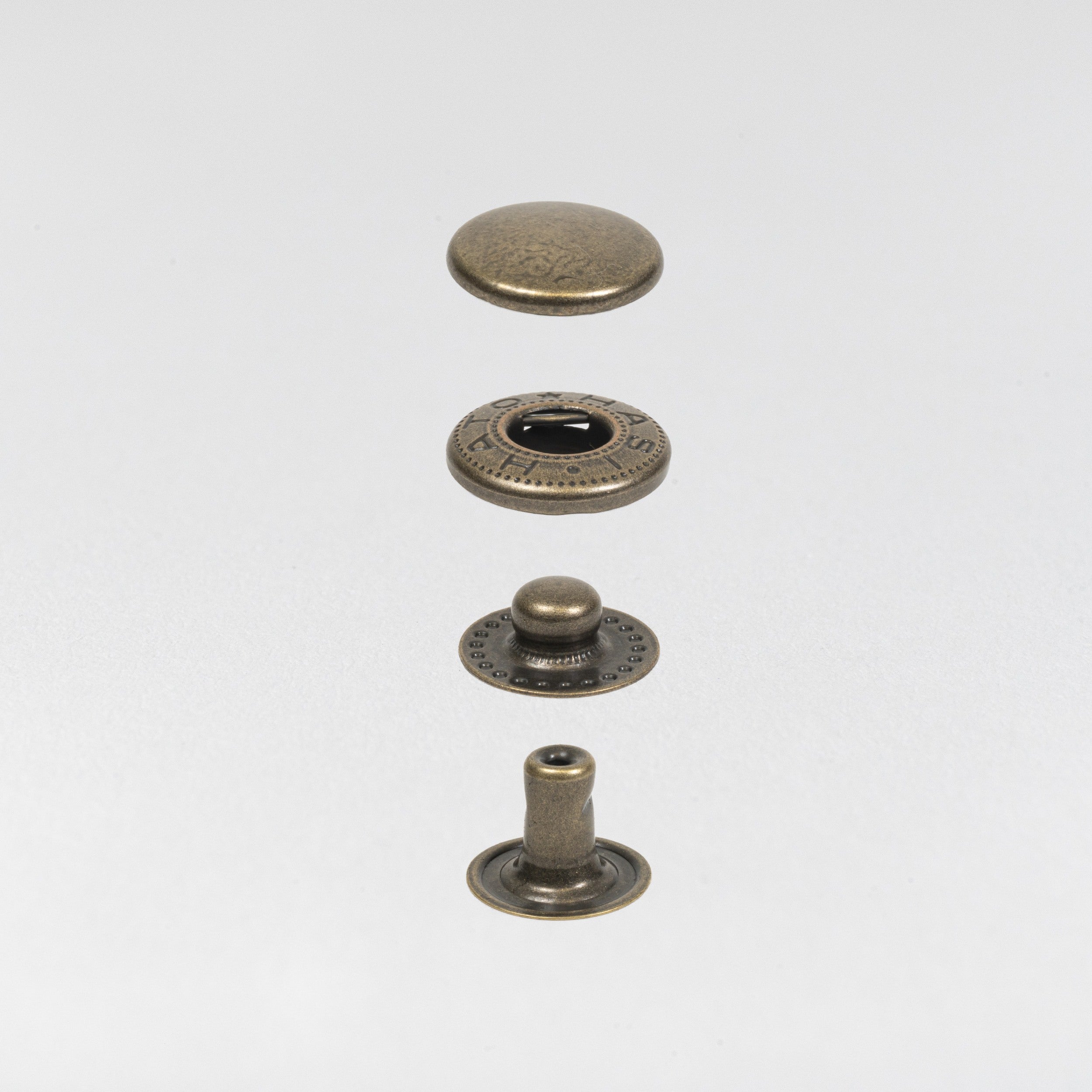 antique brass segma snap exploded view