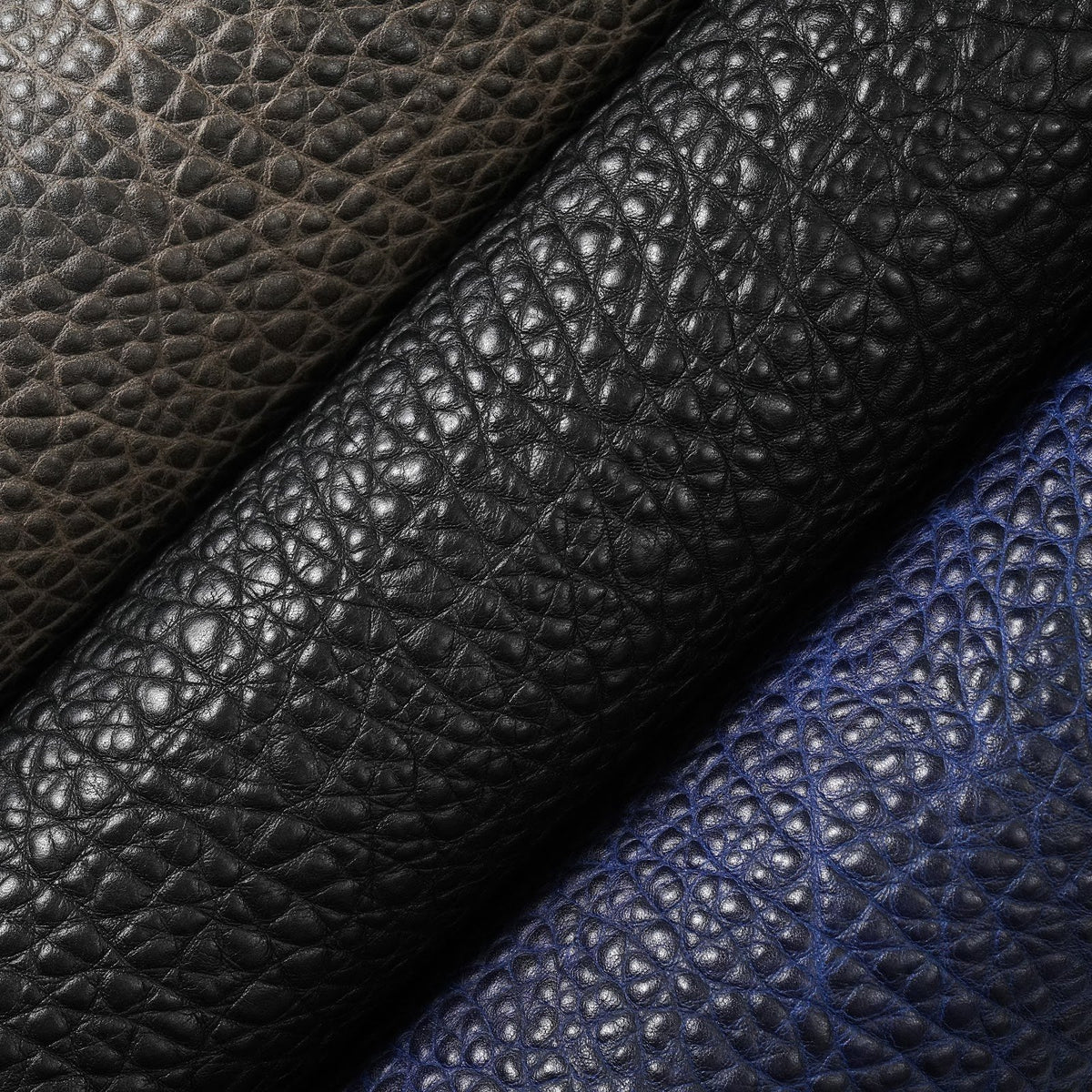 Bison Embossed Cowhide Leather Panels, 2.5-3 oz - Black
