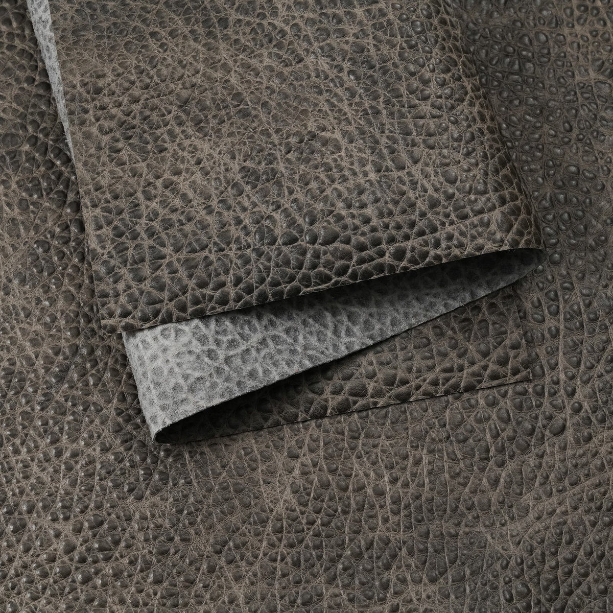 Bison Embossed Cowhide Leather Sides, 2.5-3 oz - Gray