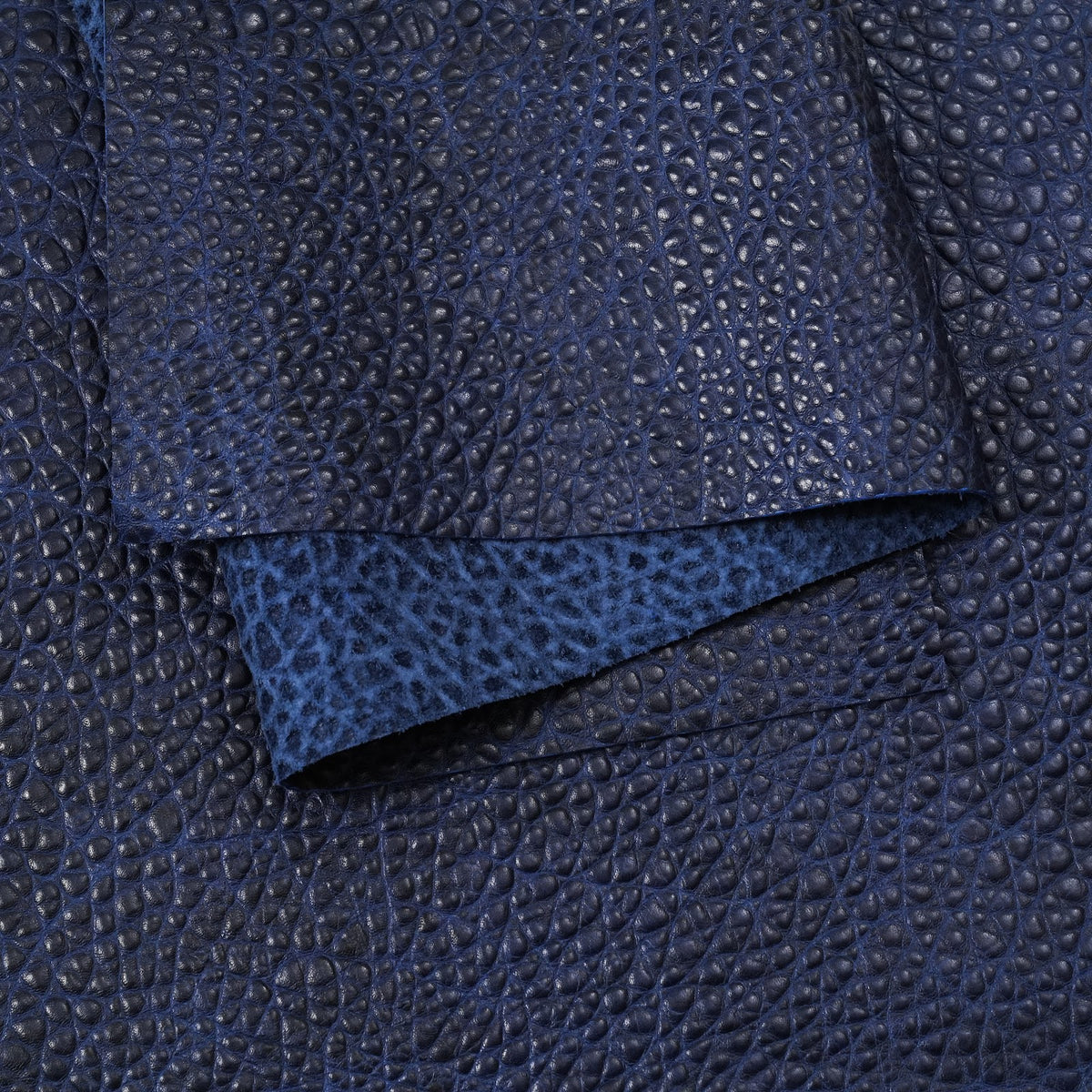 Bison Embossed Cowhide Leather Panels, 2.5-3 oz - Navy Blue