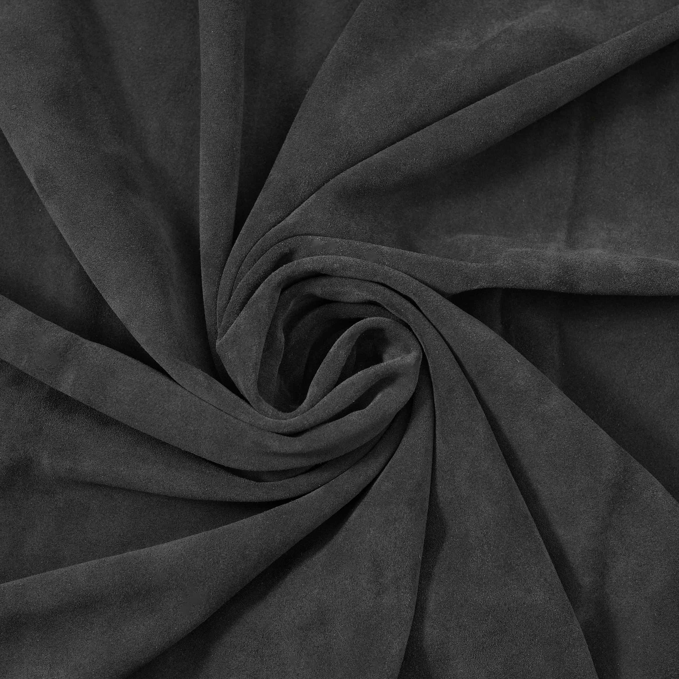 Italian Cowhide Suede Leather Panels - Black