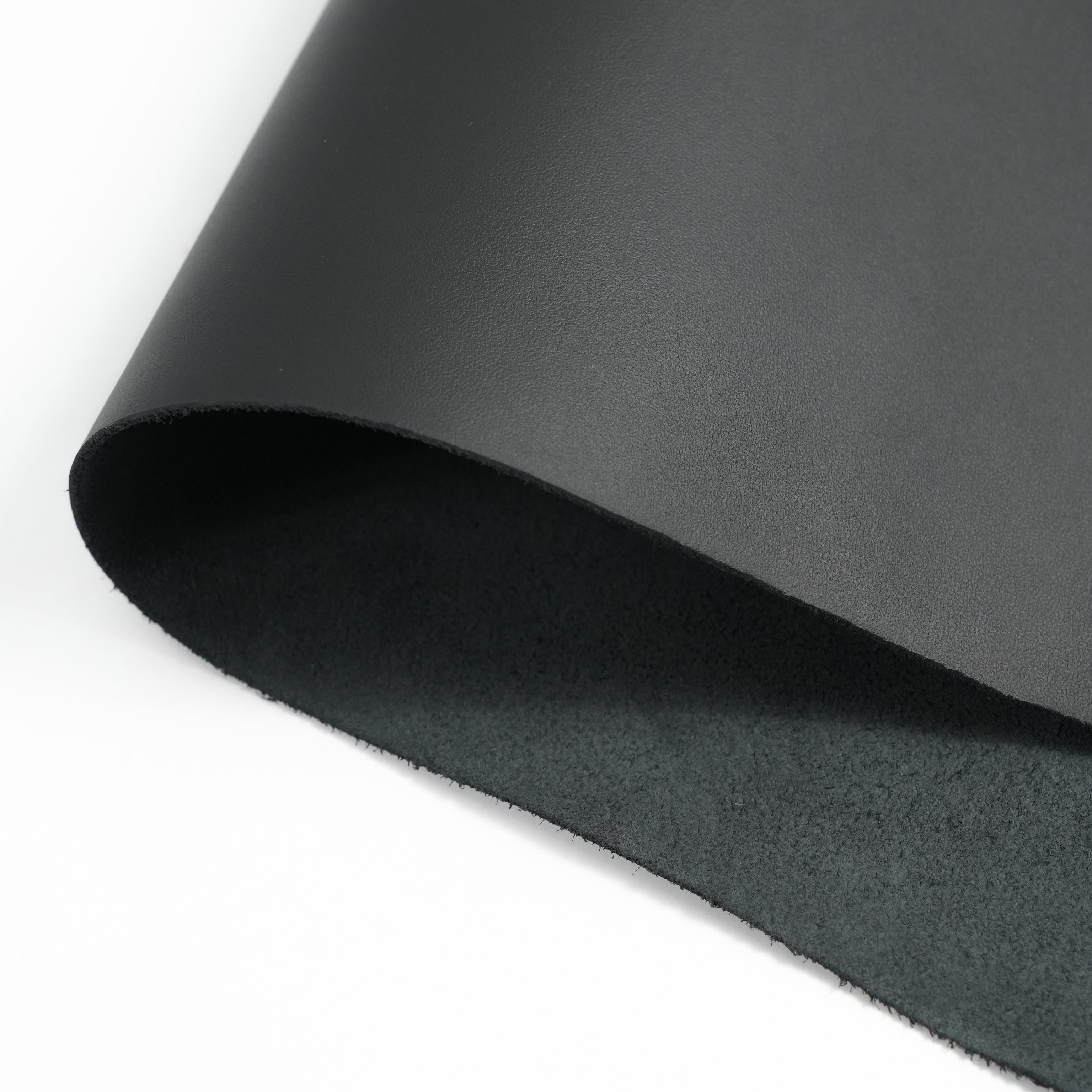 black top-grain premium italian leather close-up view