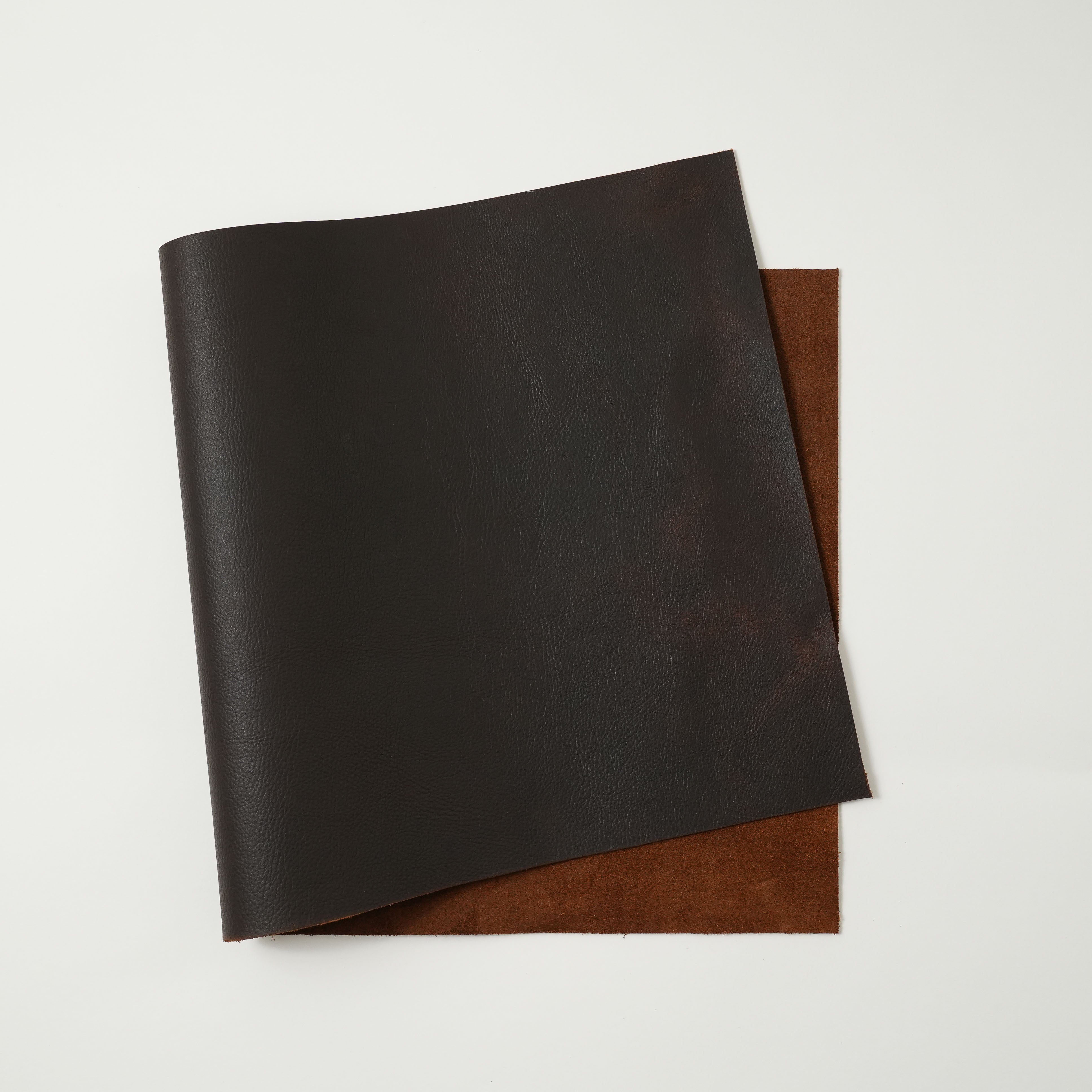 brown full grain pull up leather top view