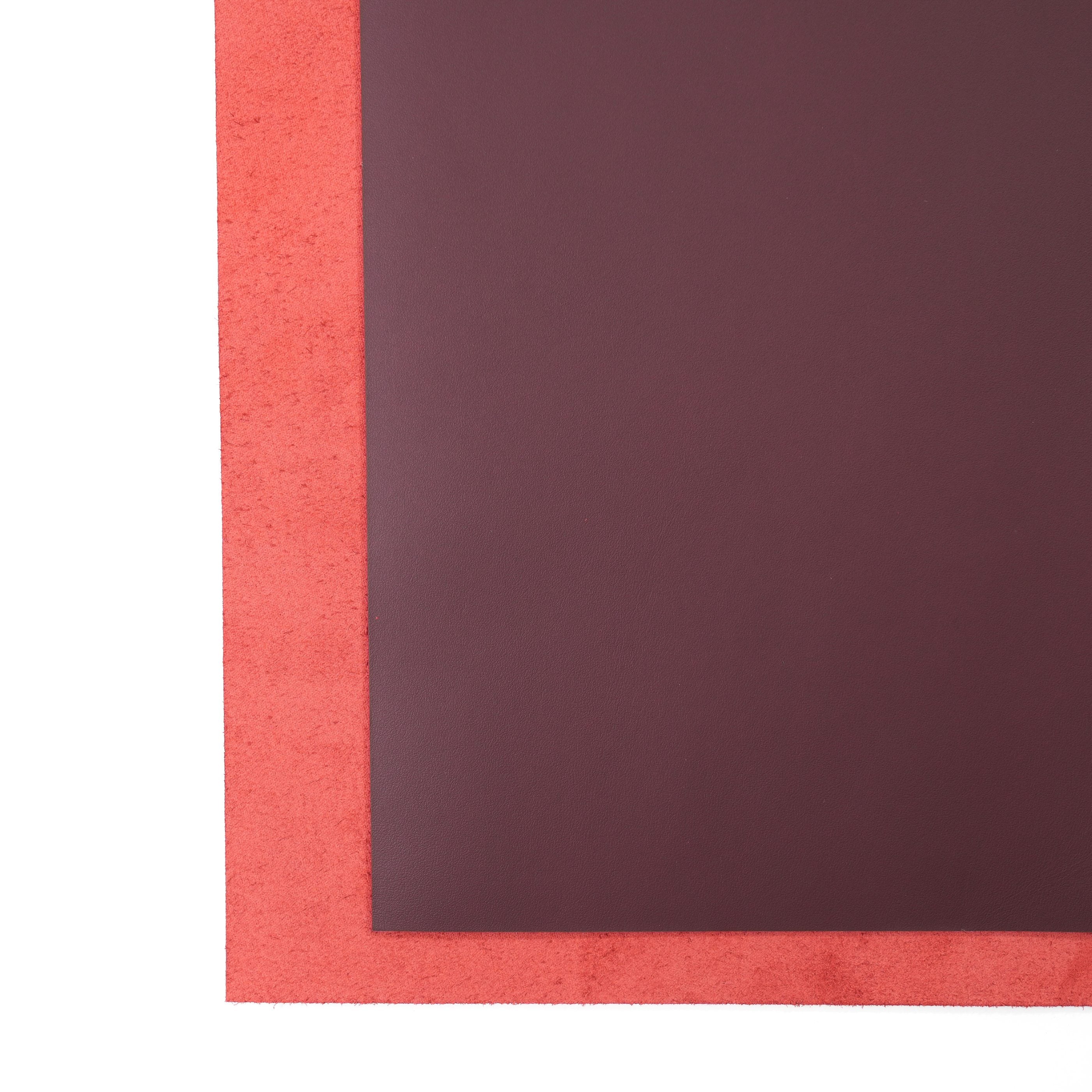 burgundy top grain premium italian leather with red backside front and back view