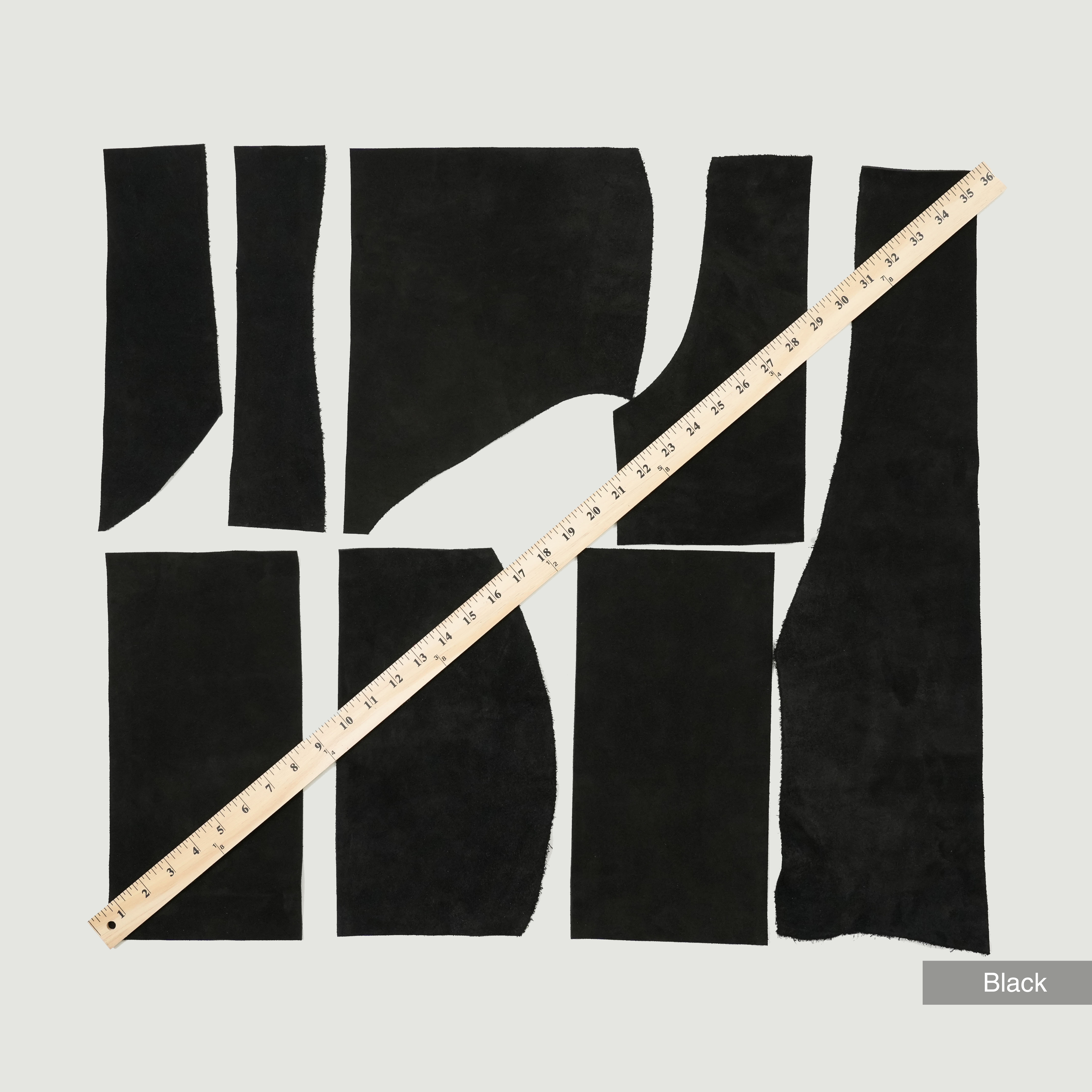 cowhide suede leather scraps black