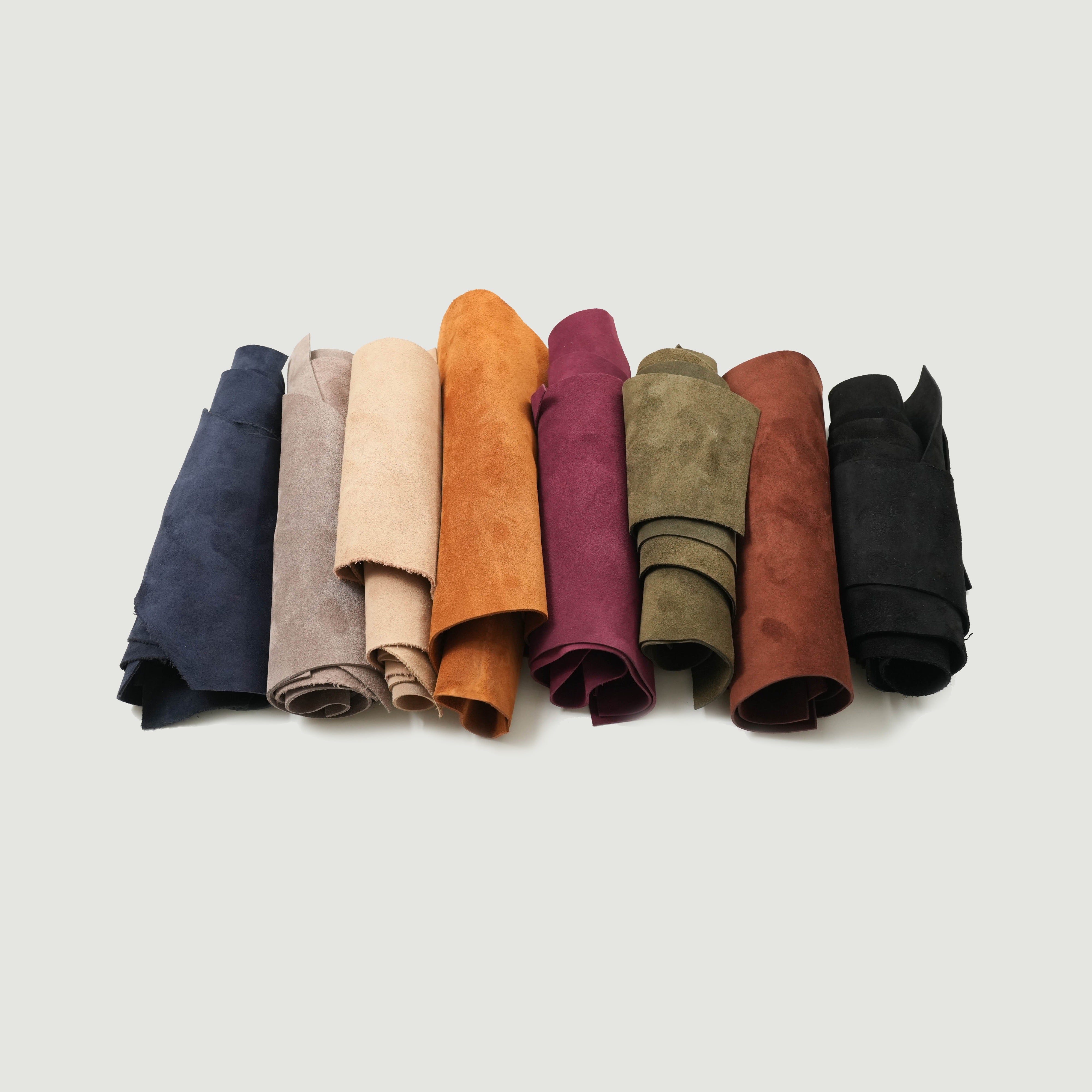 cowhide suede leather scraps various colors
