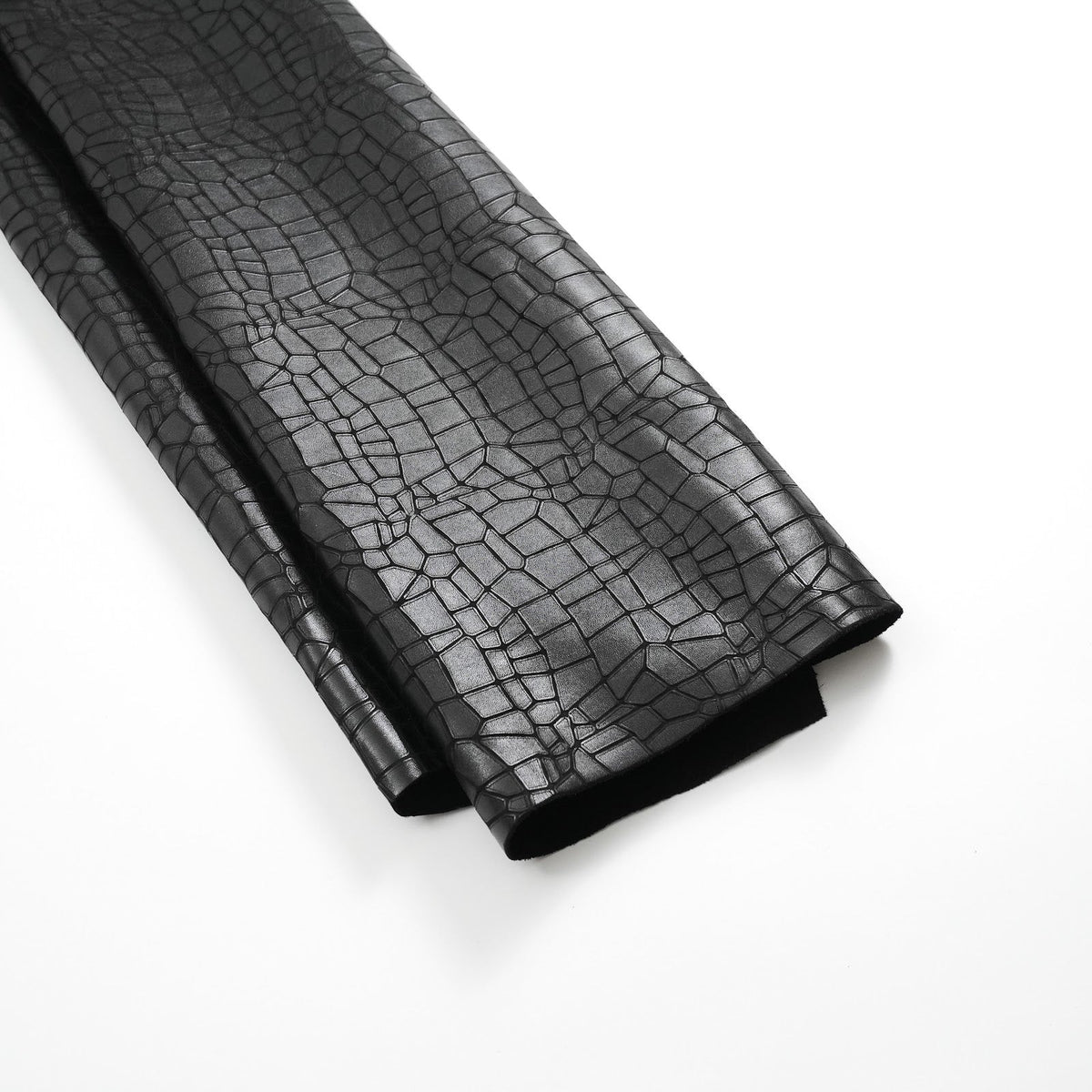 Mosaic Pattern Cowhide Leather Sides, Laser Engraved, 3-3.5 oz - Black