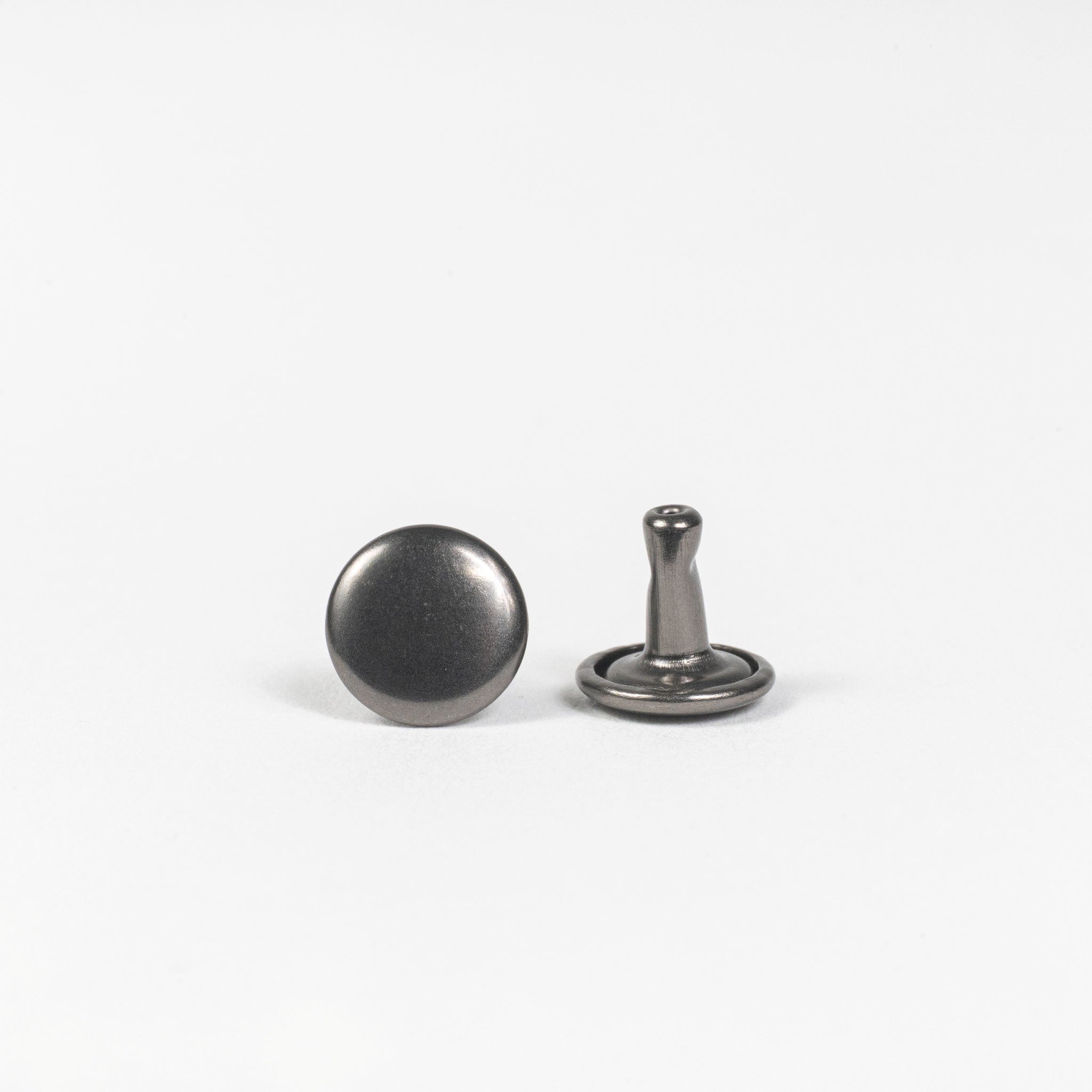 gunmetal double cap rivet front and post view