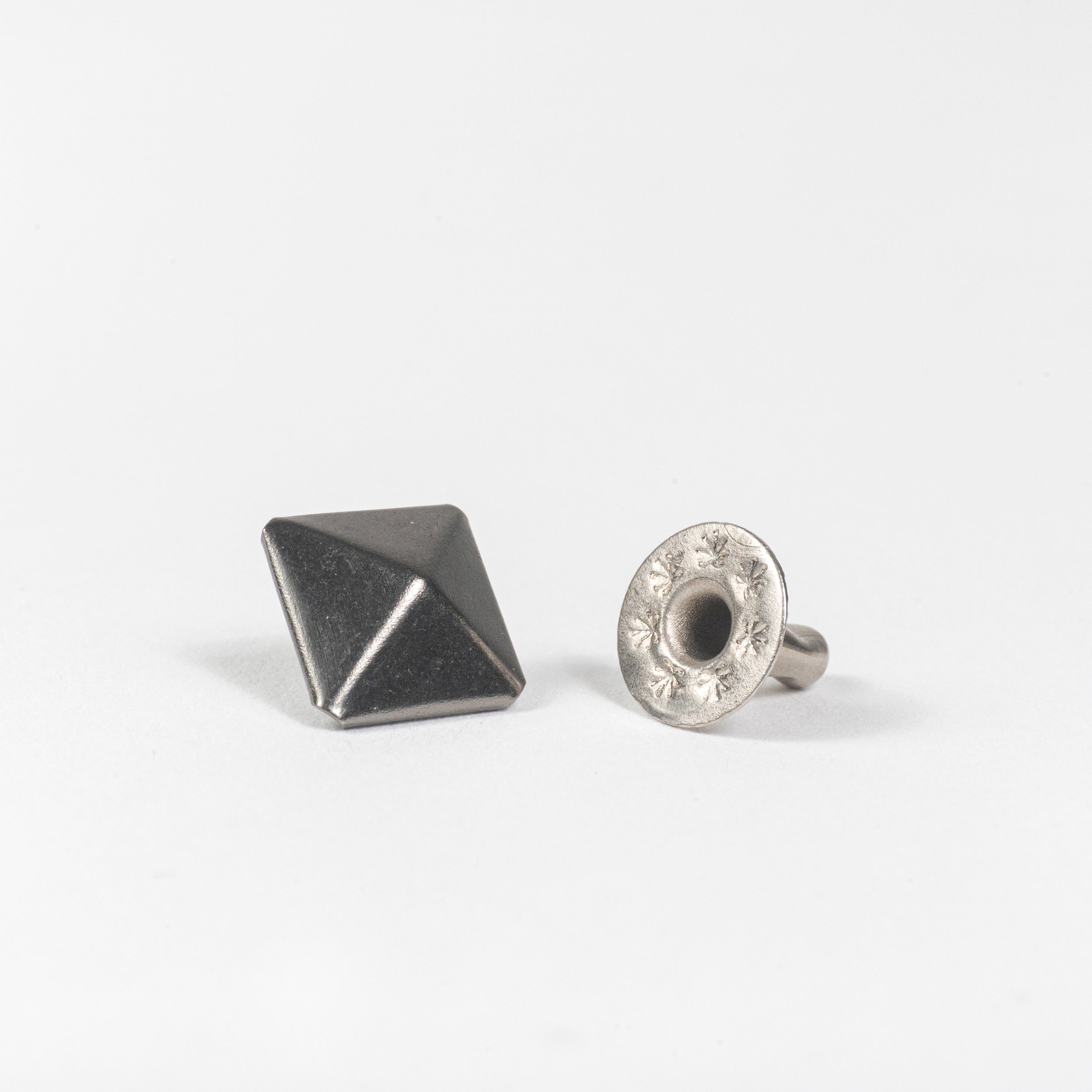 gunmetal pyramid rivet angle view