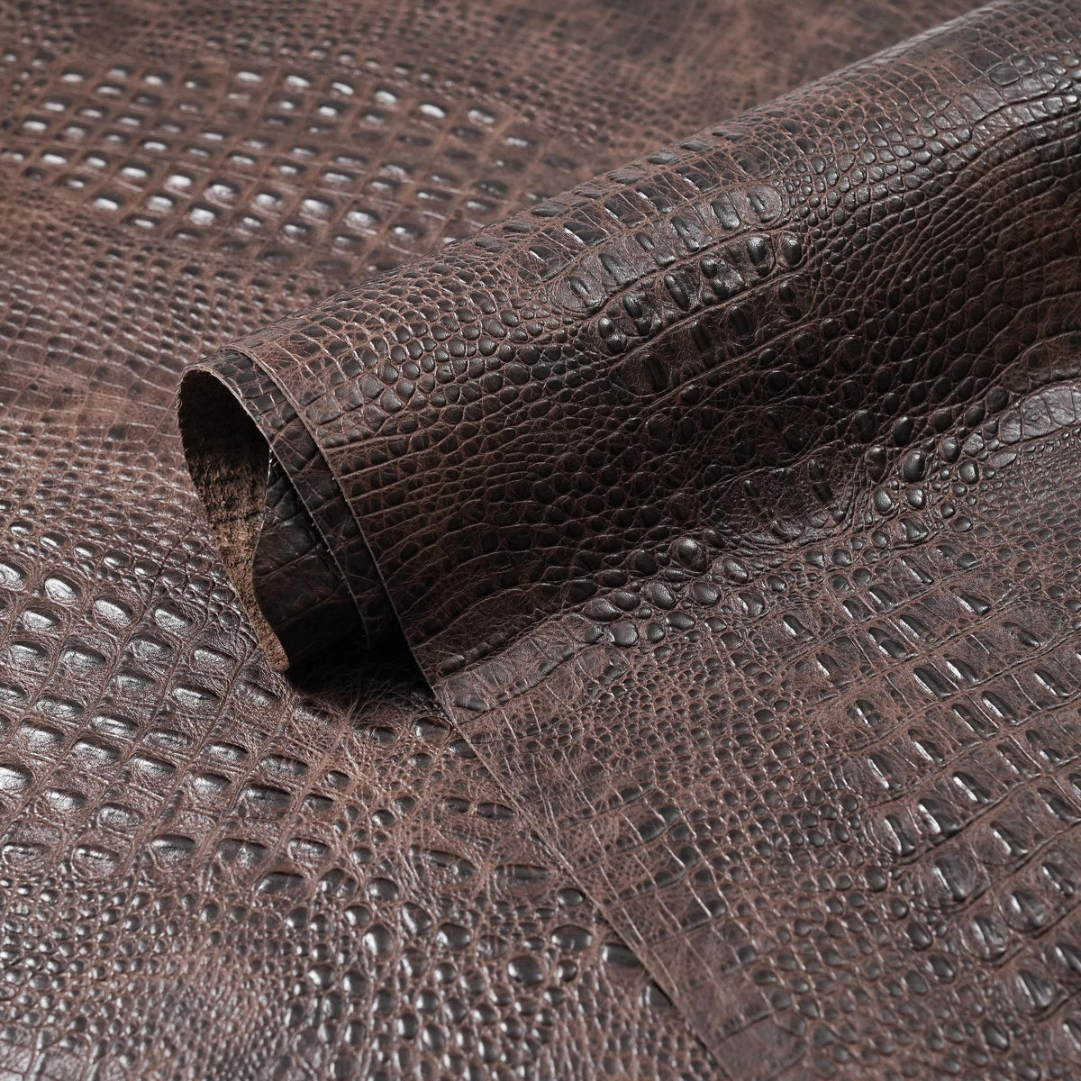 Hornback Crocodile Embossed Leather, 2.5-3 oz - Brown