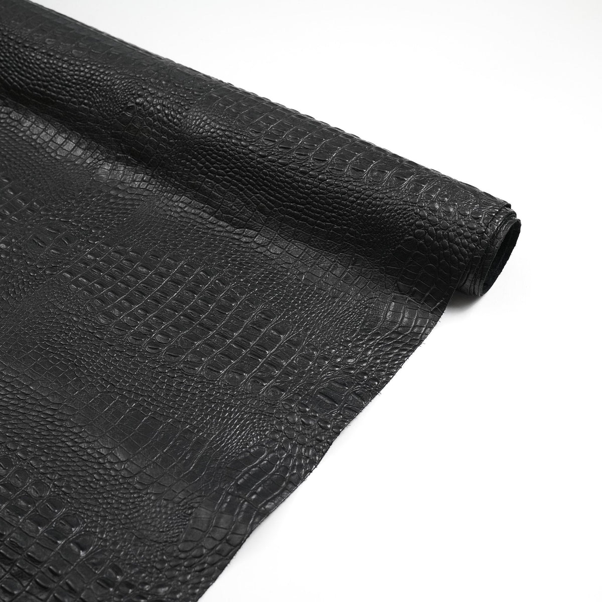 Hornback Crocodile Embossed Leather, 2.5-3 oz - Black