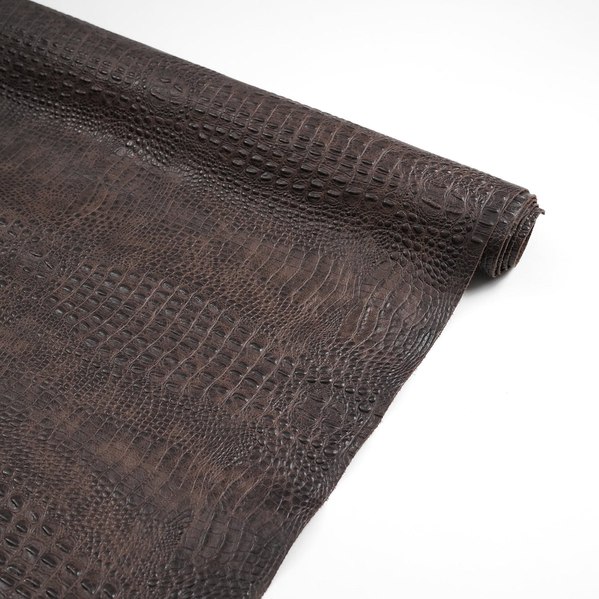 Hornback Crocodile Embossed Leather, 2.5-3 oz - Brown