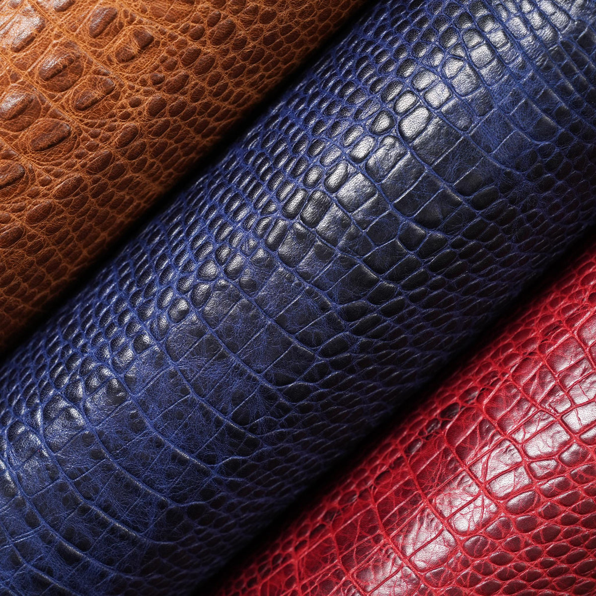 Hornback Crocodile Embossed Leather, 2.5-3 oz - Navy Blue