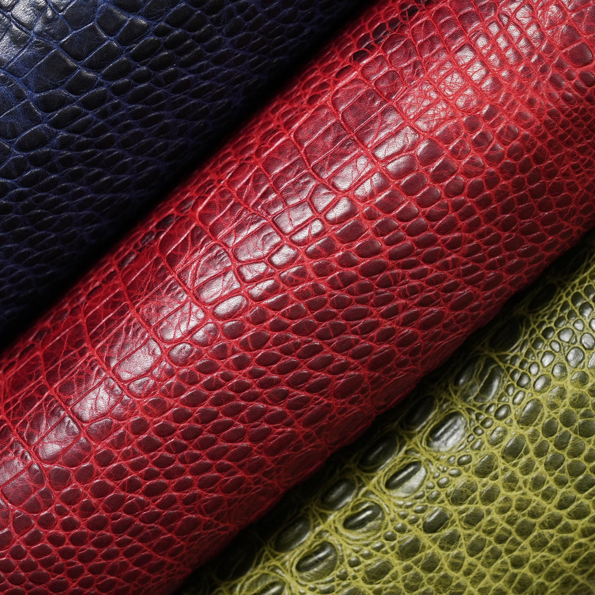 Hornback Crocodile Embossed Leather, 2.5-3 oz - Red