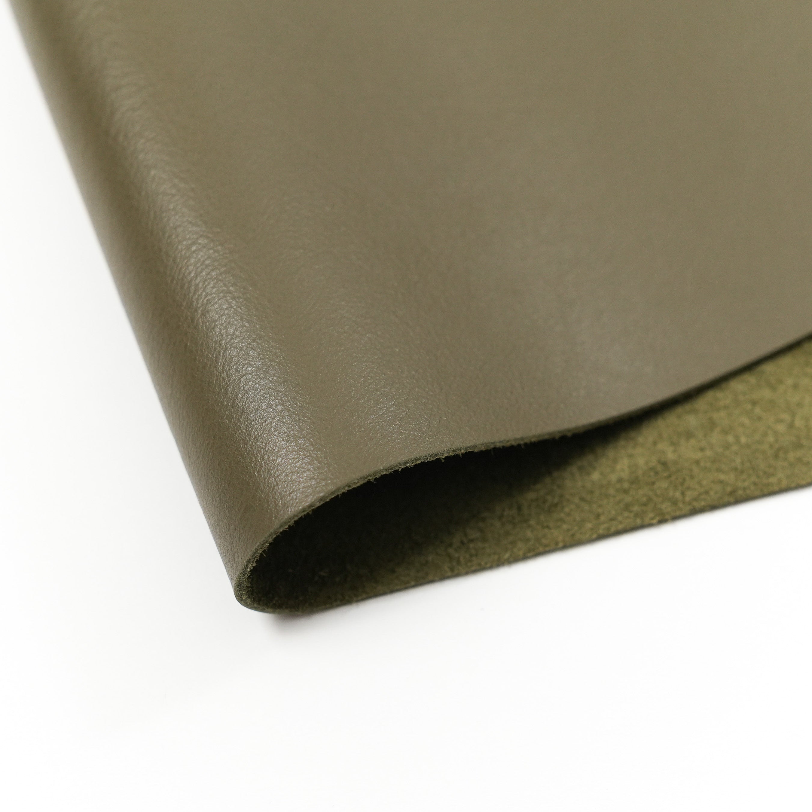 italian nappa calfskin leather panel olive green color