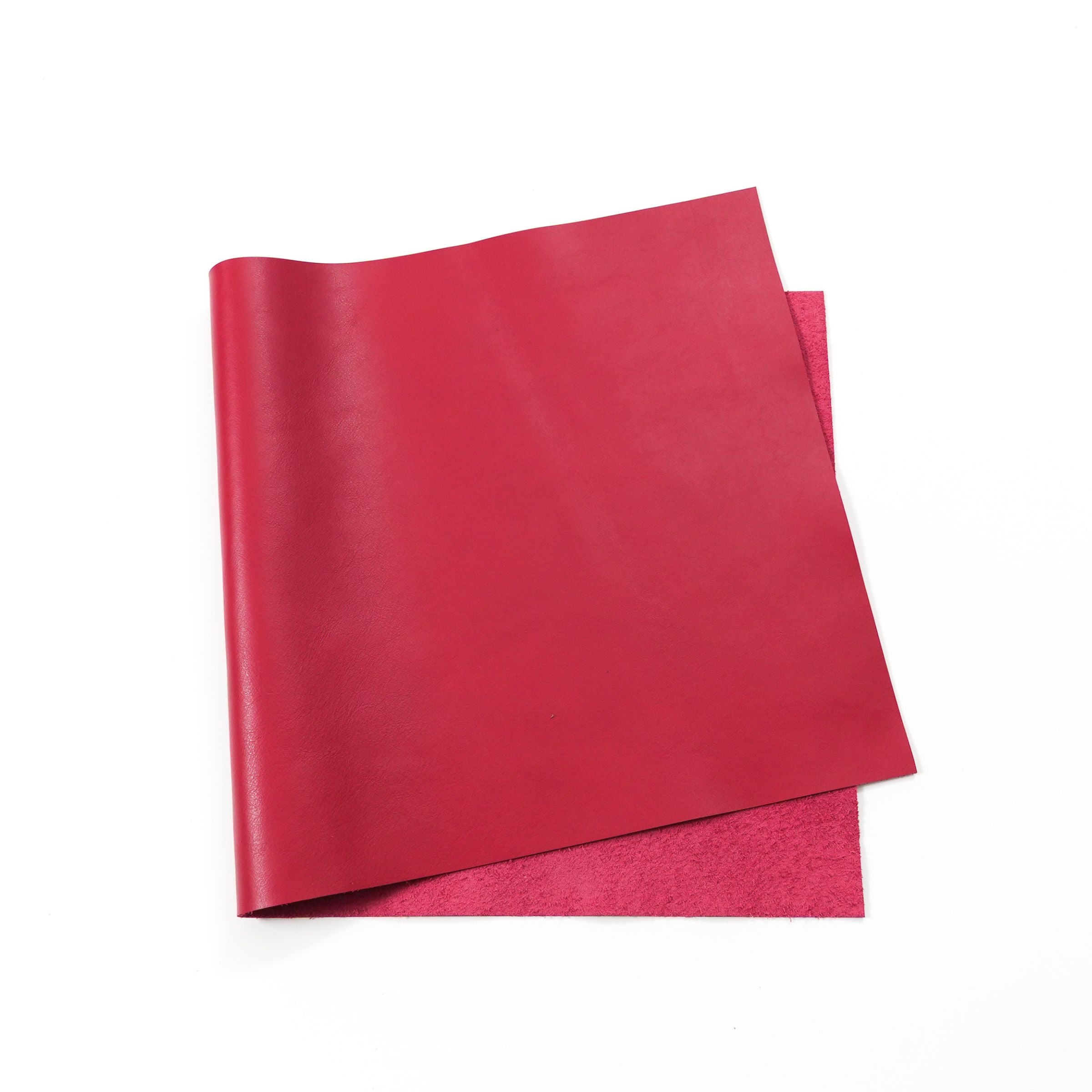 Italian nappa calfskin leather panel red color