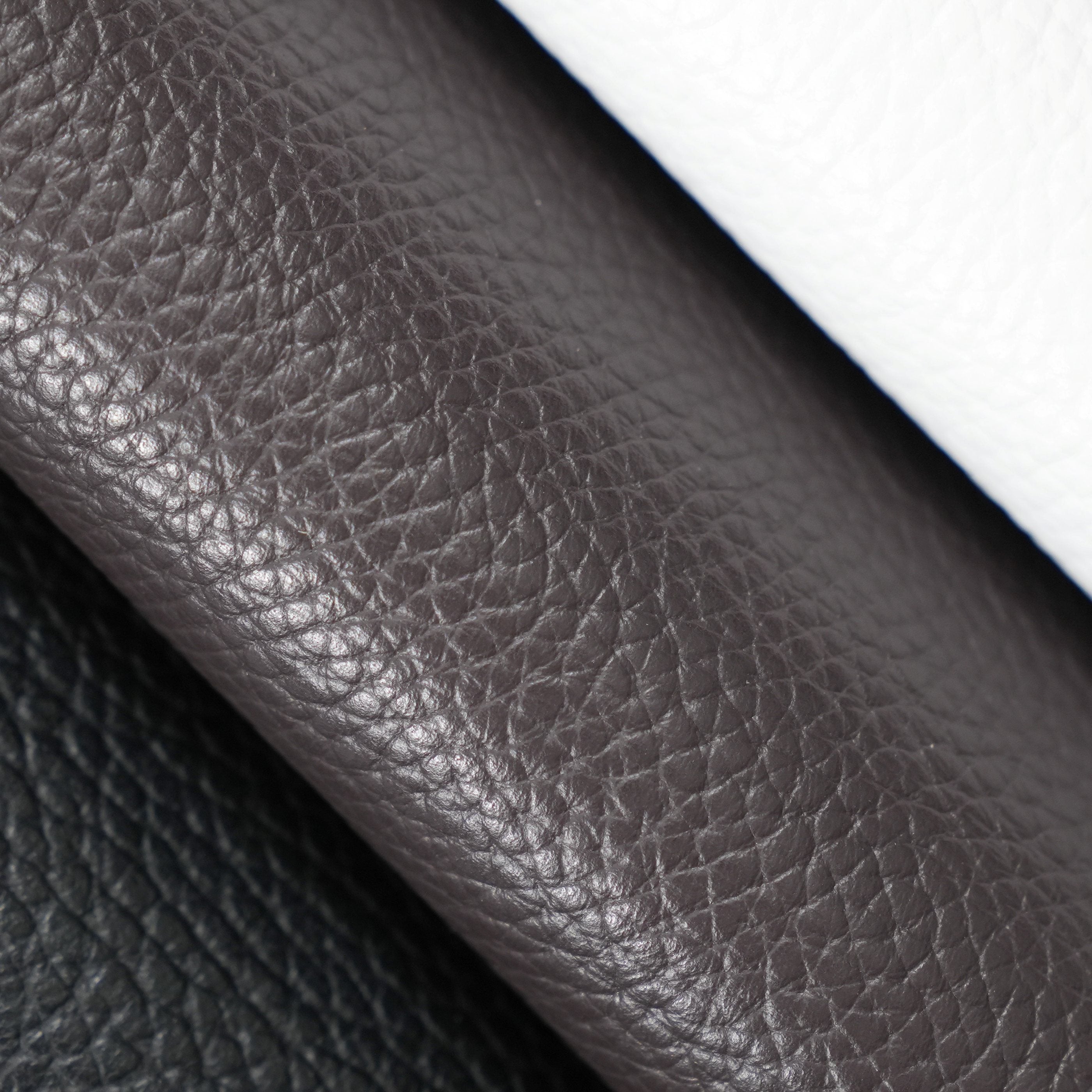 Italian Pebble Grain Leather Panels - Brown