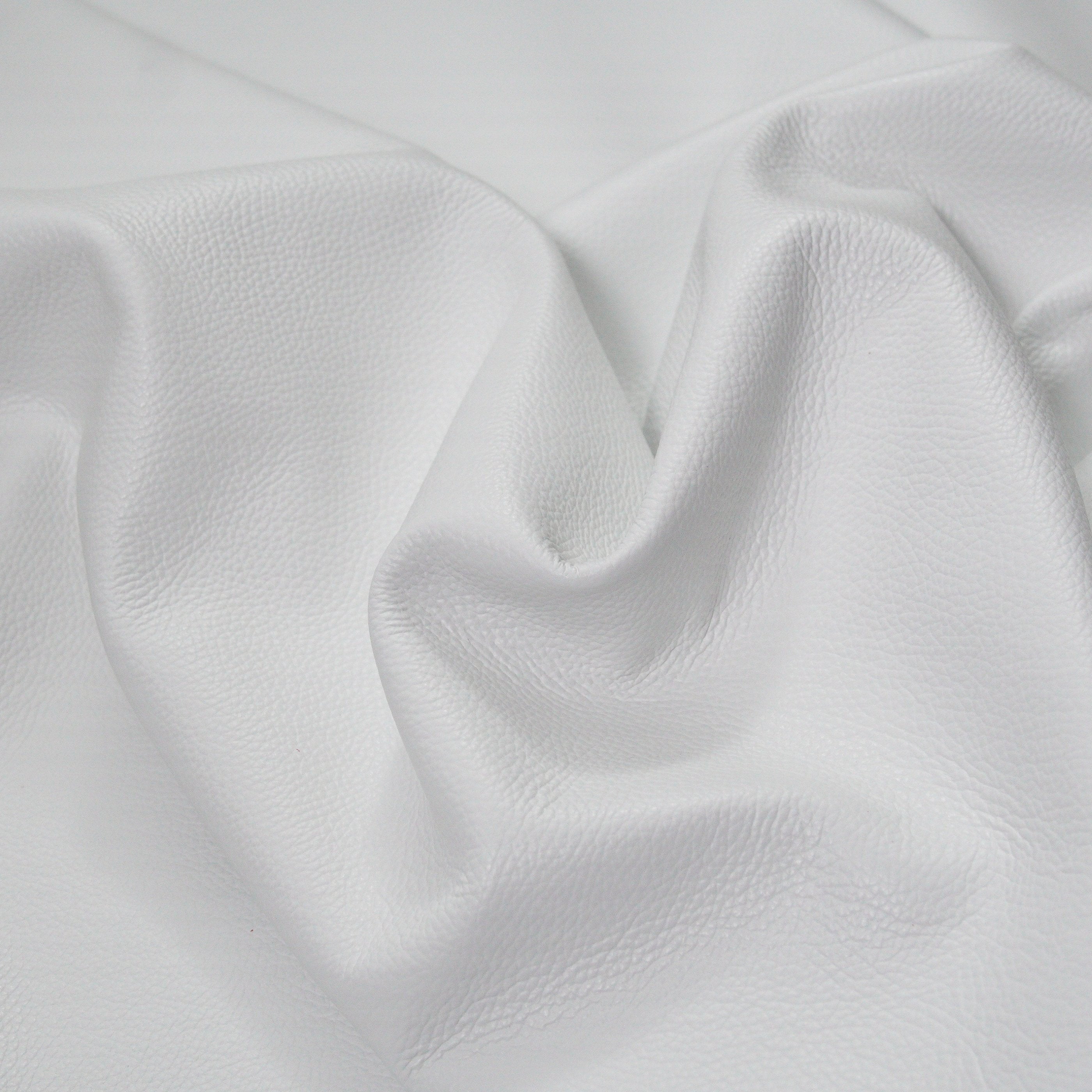 Italian Pebble Grain Leather Panels - White