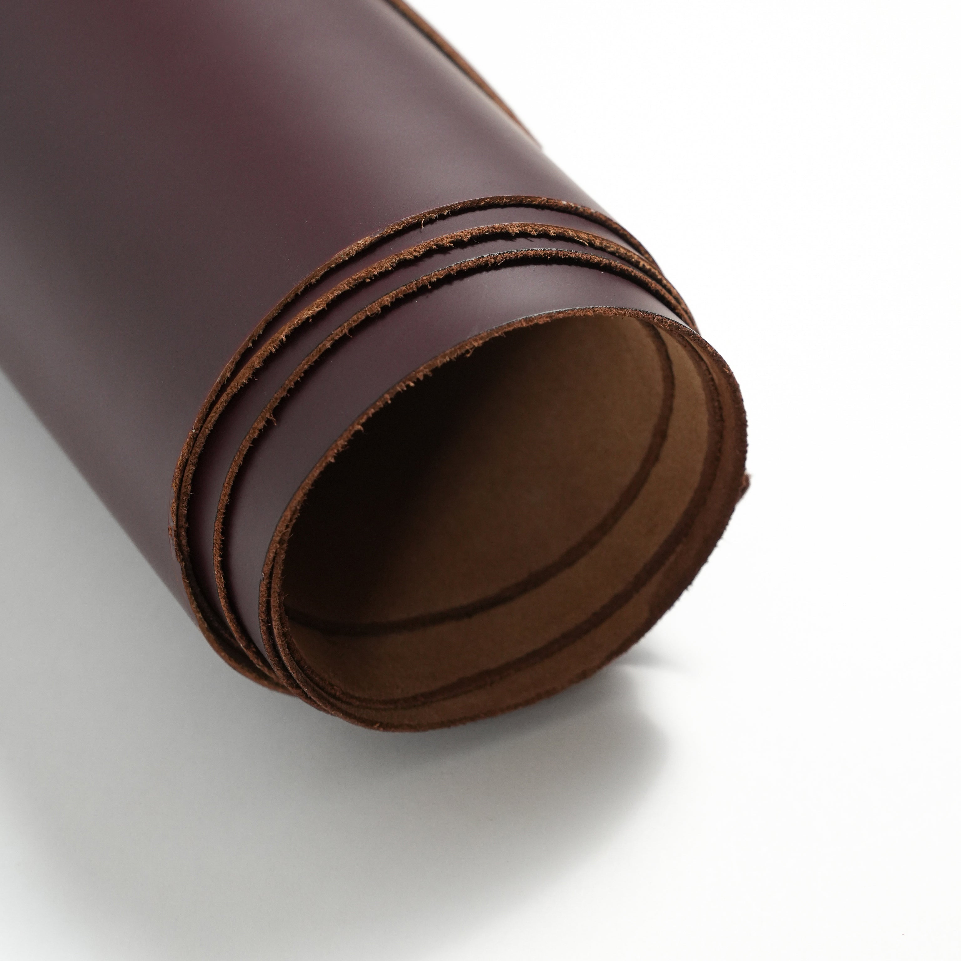 italian smooth leather sides burgundy rolled sheet side angle