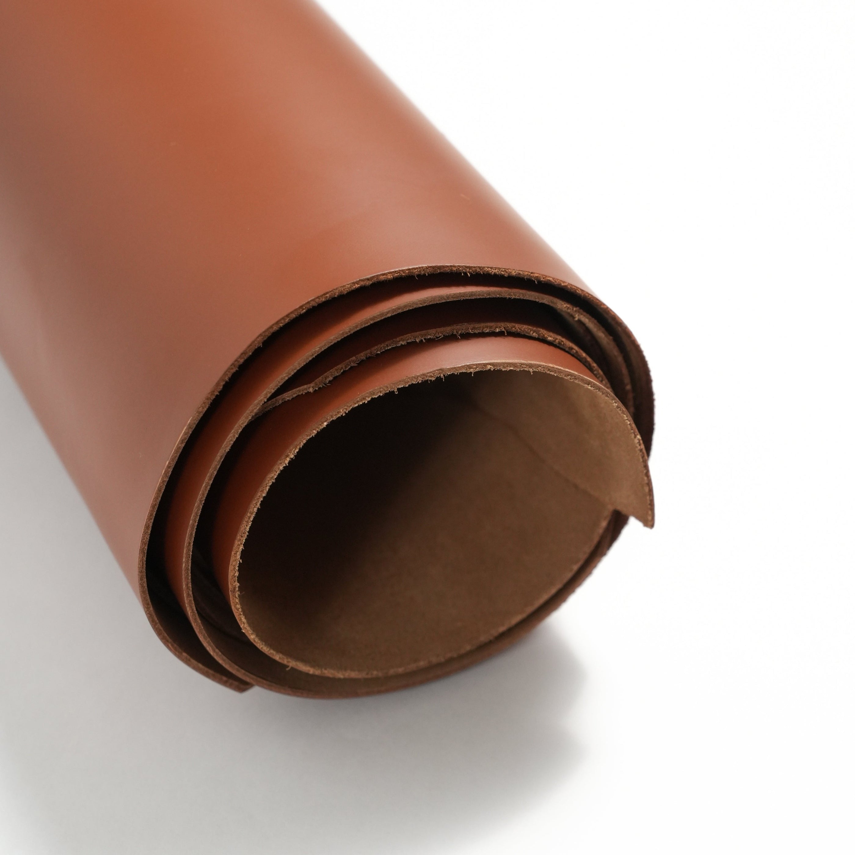italian smooth leather sides cognac brown rolled front angle