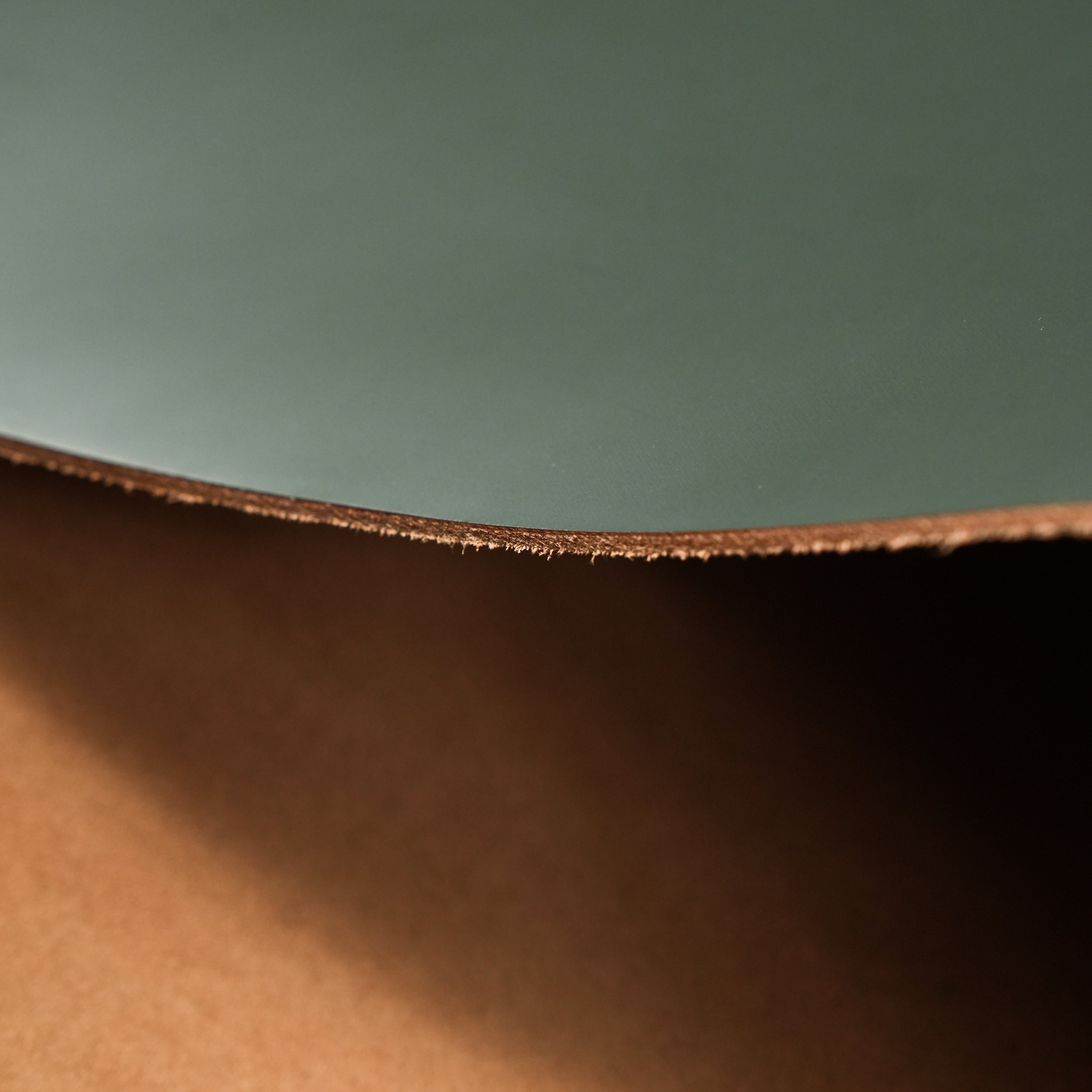 italian smooth leather sides green folded corner detail