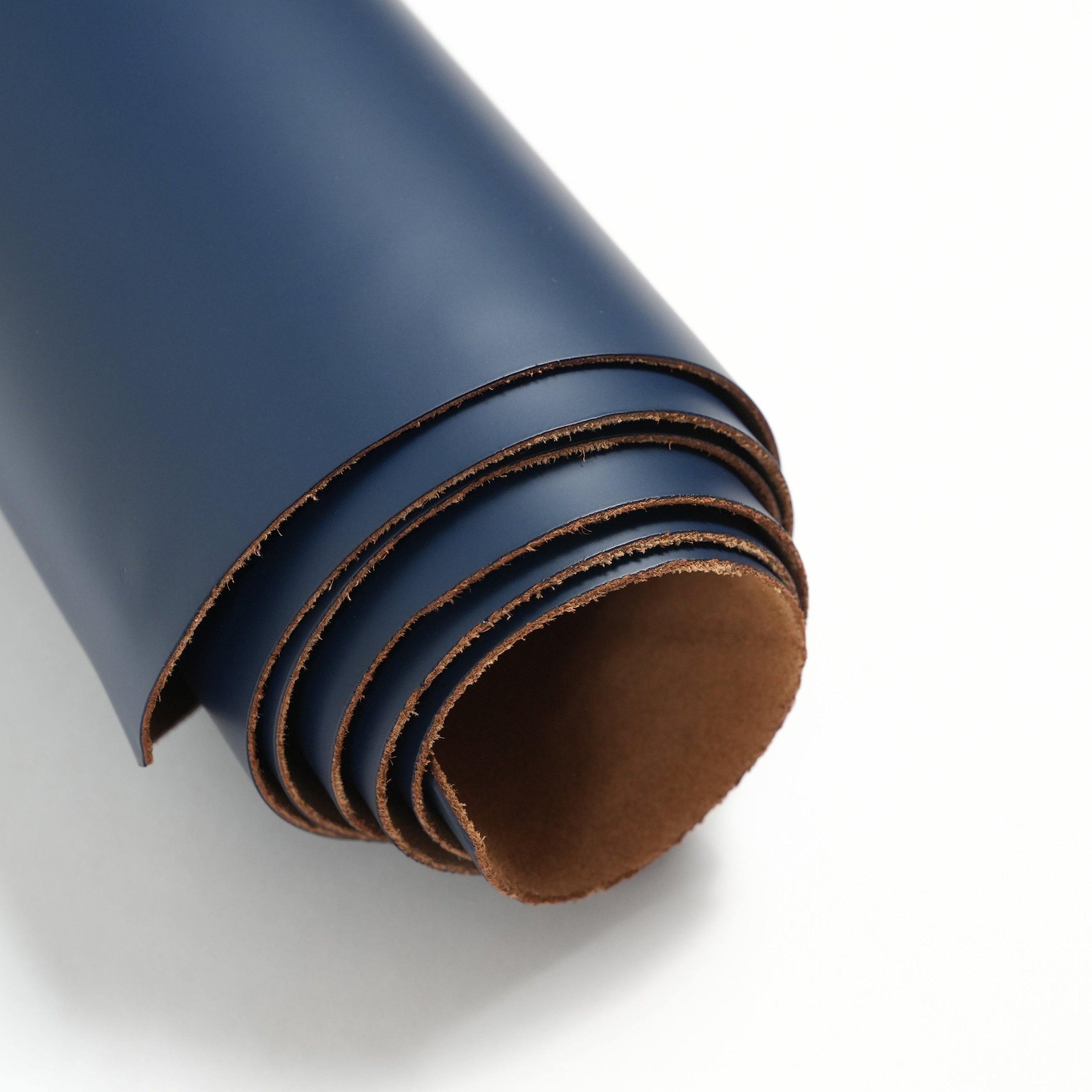 italian smooth leather sides navy blue rolled sheet front angle