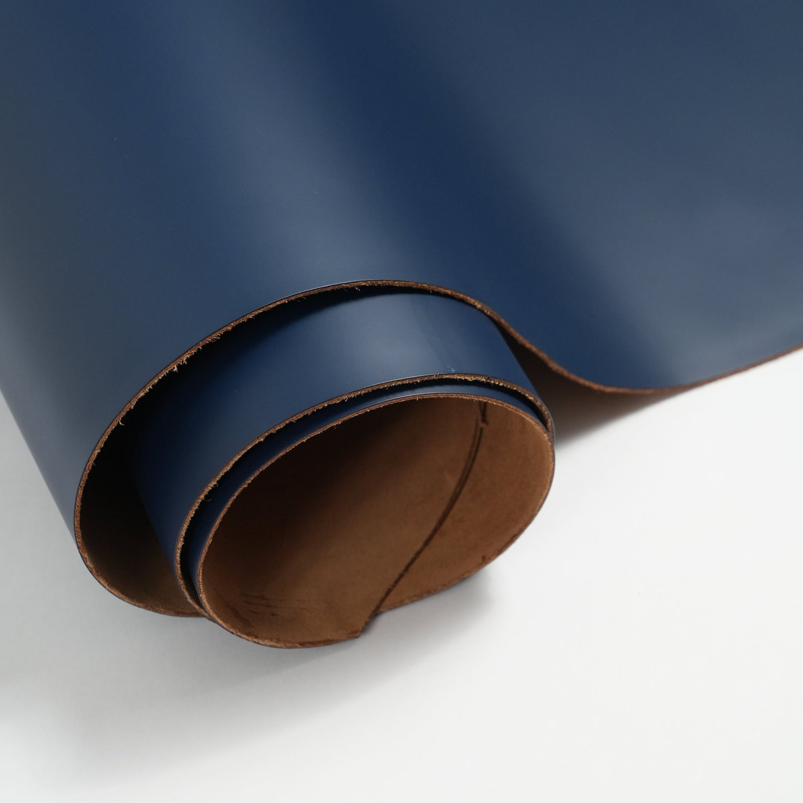 italian smooth leather sides navy blue rolled sheet side angle
