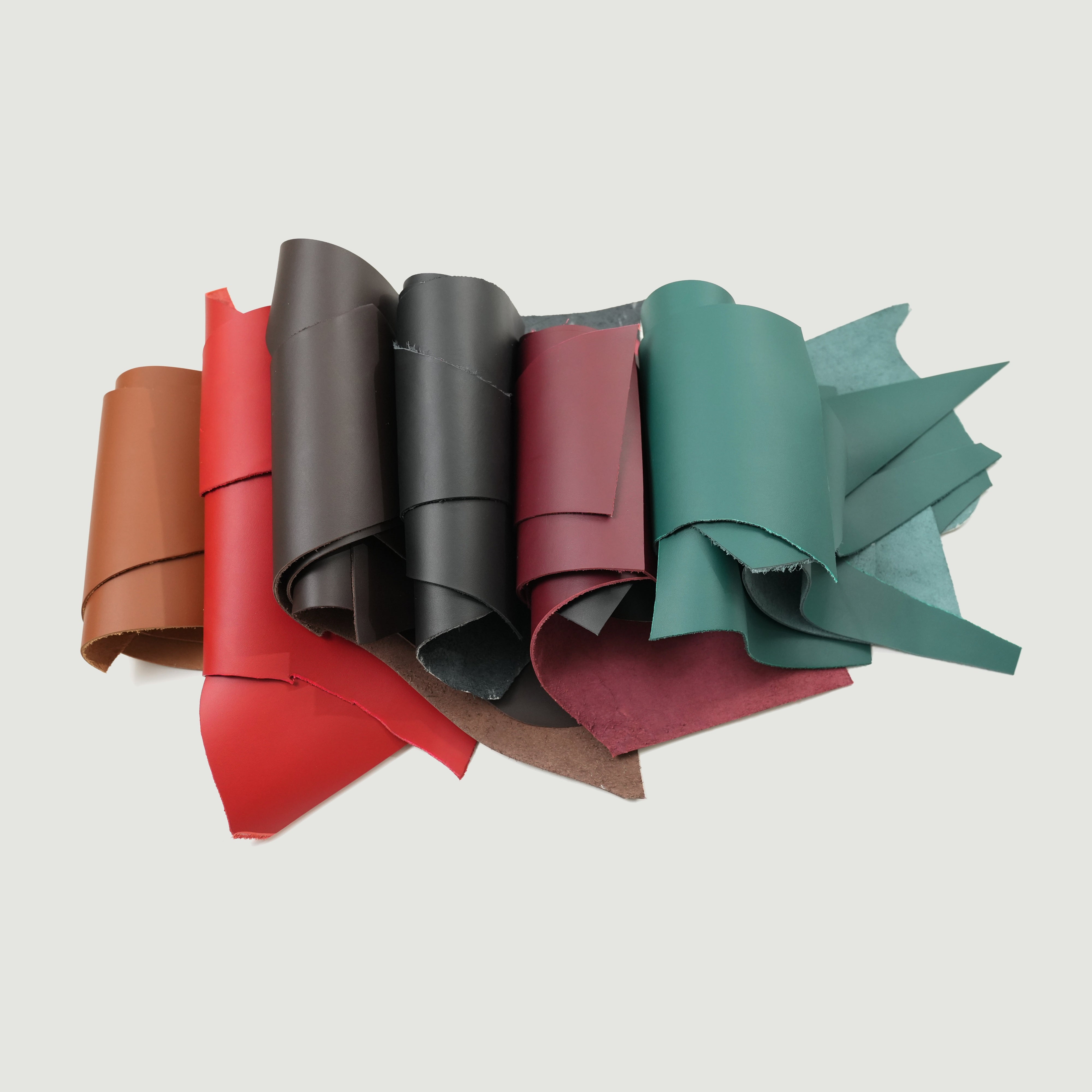italian top grain leather scraps remnants in various colors