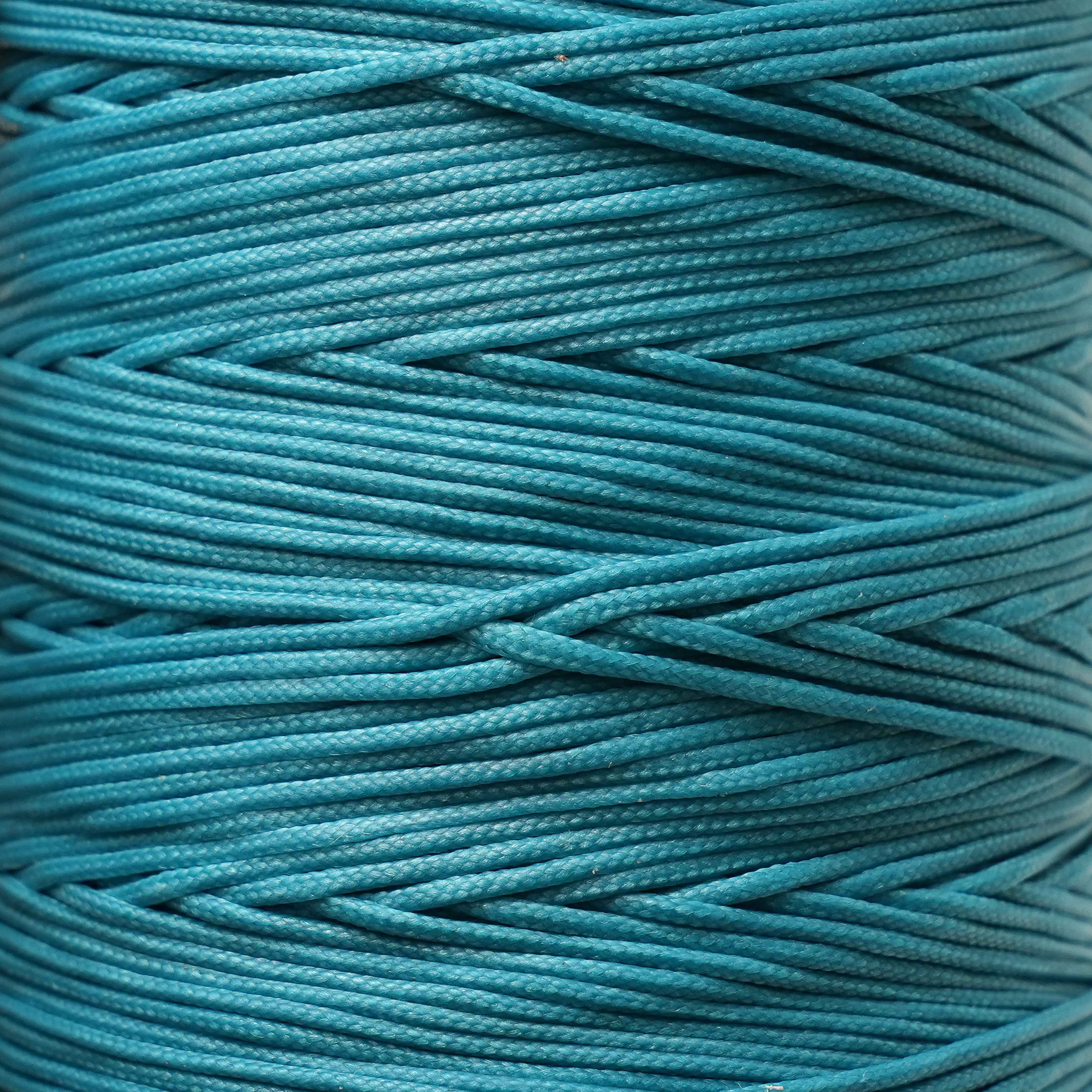 maine thread braided waxed cord spool aqua close up view