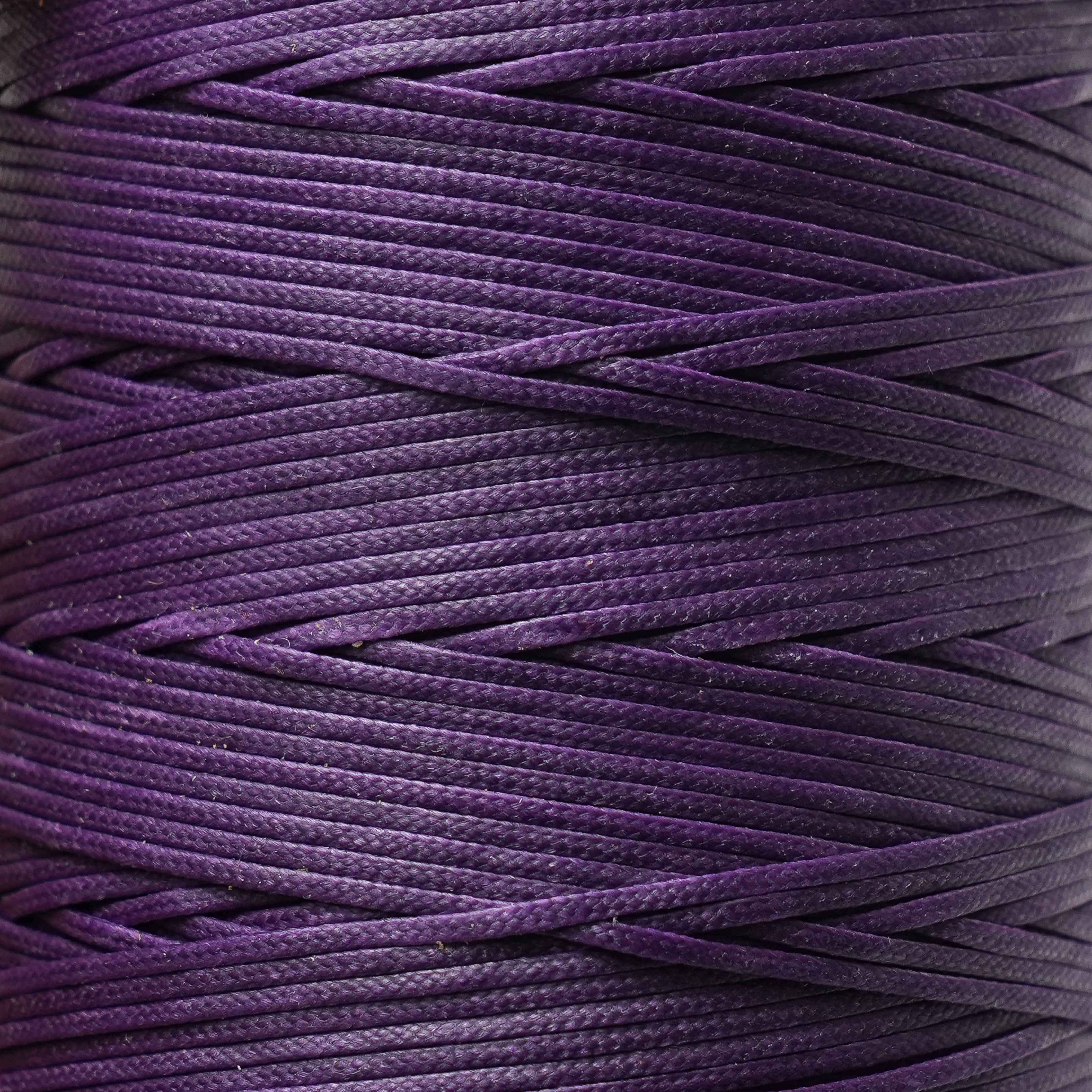 maine thread braided waxed cord spool purple close up view