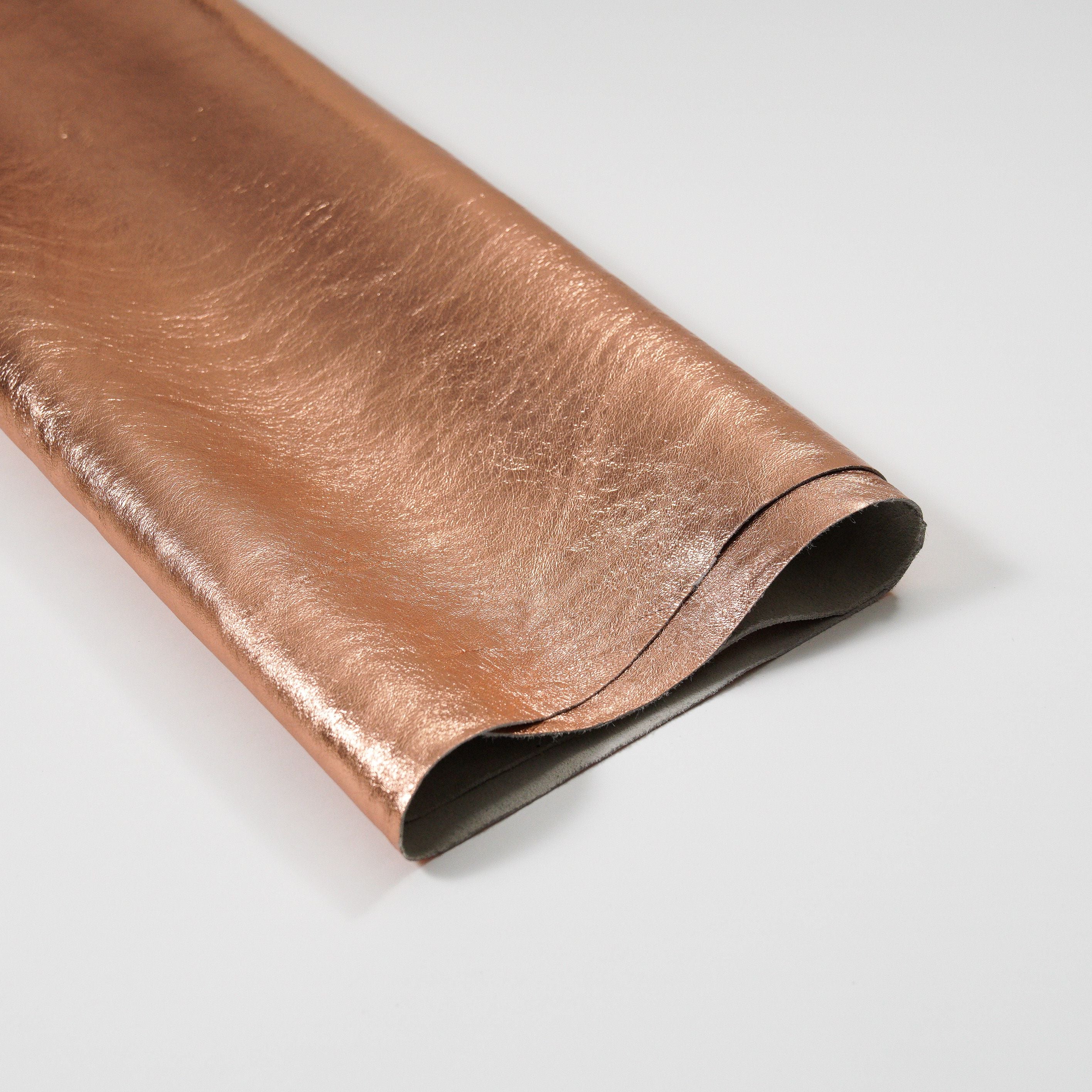 metallic leather hide rose gold color