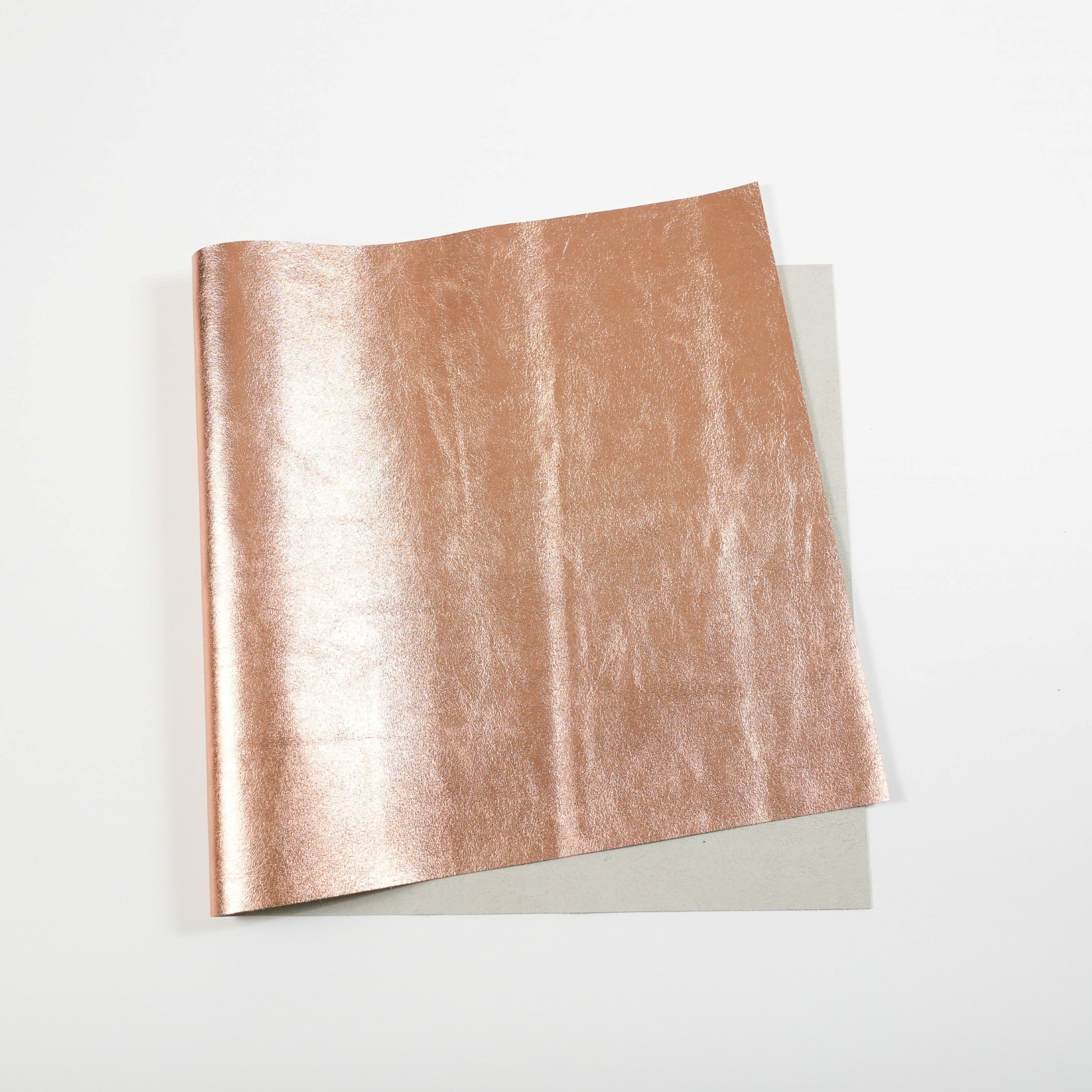 metallic leather panel rose gold color