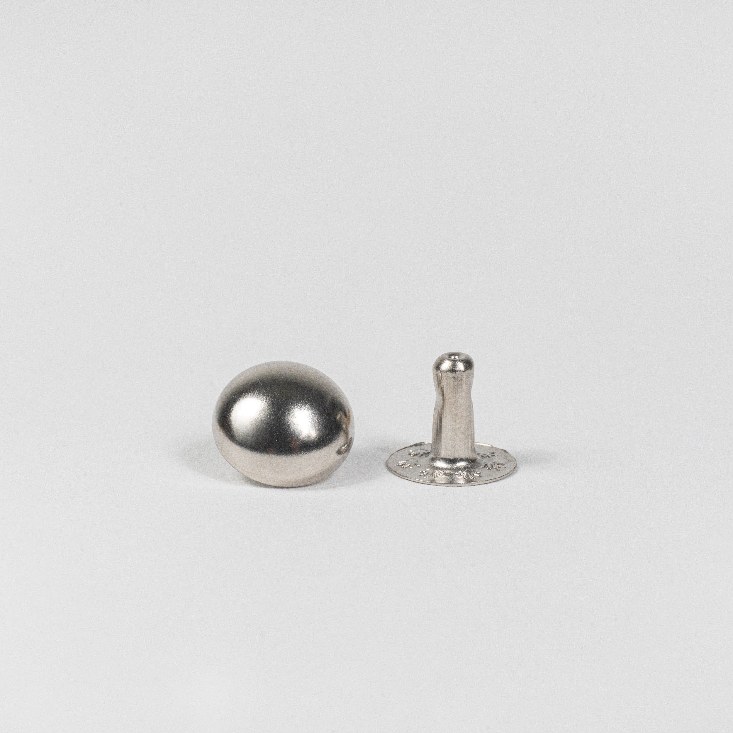 nickel plated domed rivet front view