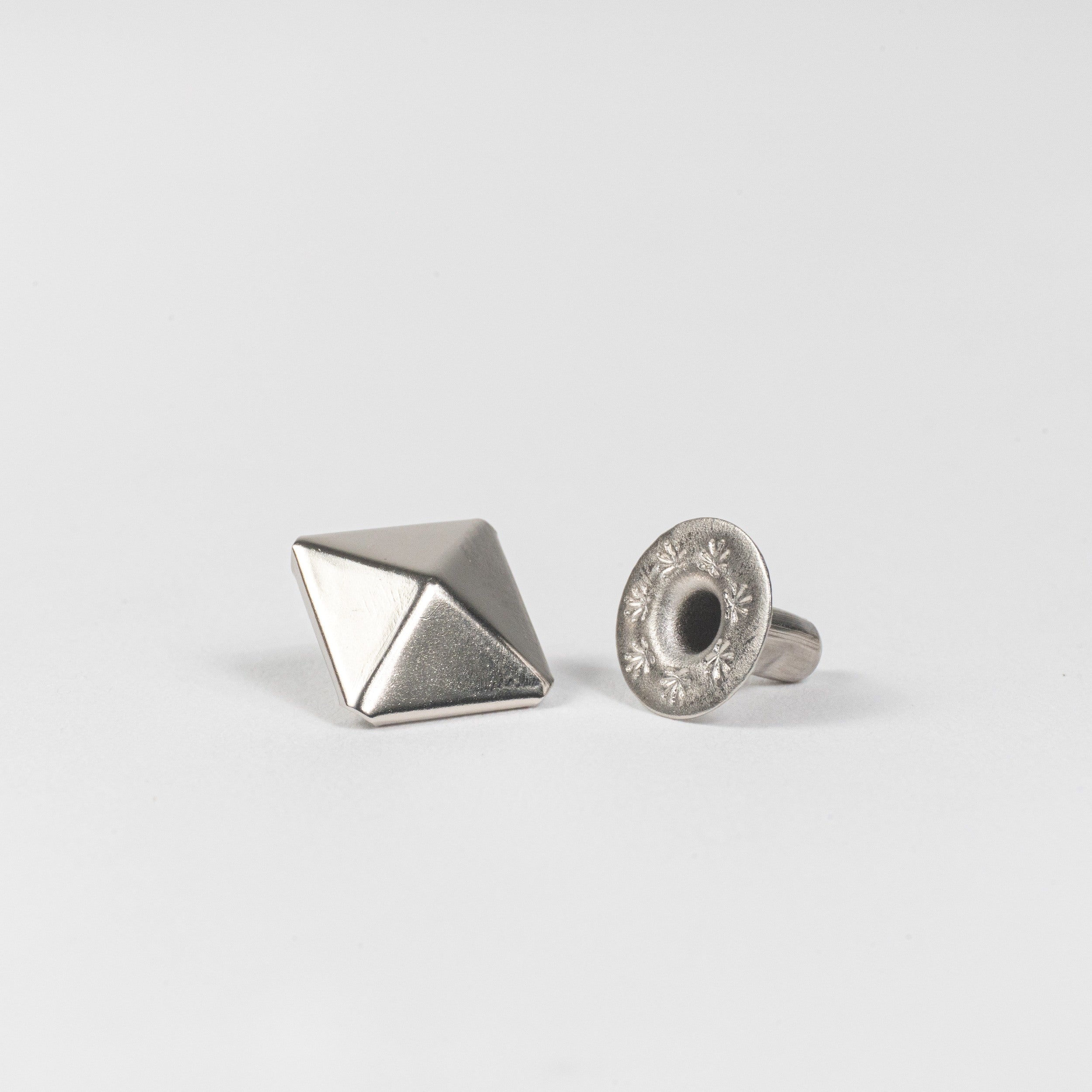 nickel plated pyramid rivet angle view