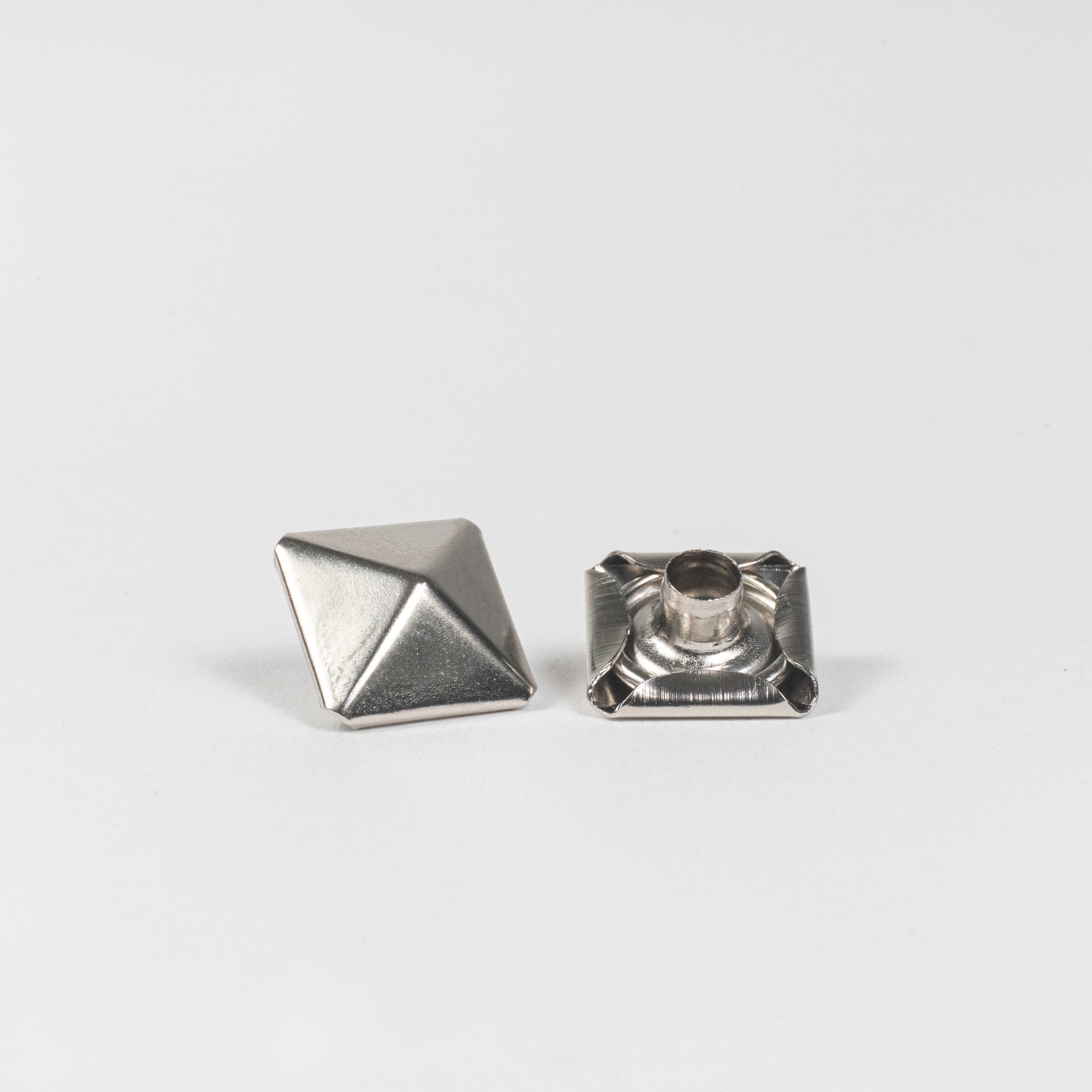 nickel plated pyramid rivet cap front view