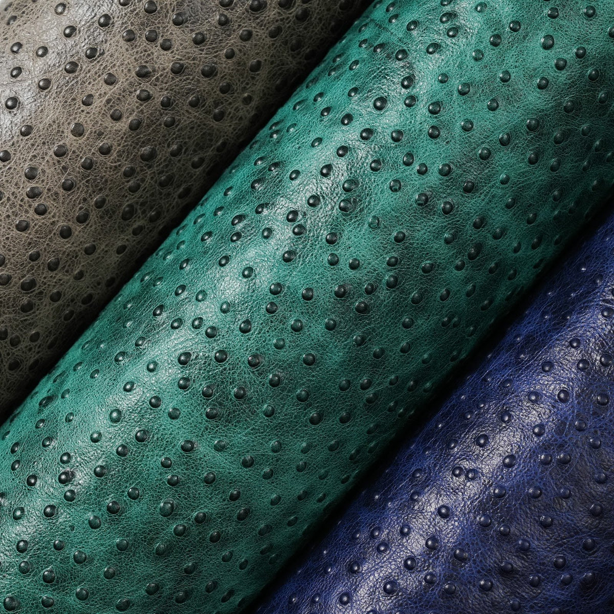 Ostrich Embossed Cowhide Leather Panels, 2.5-3 oz - Green