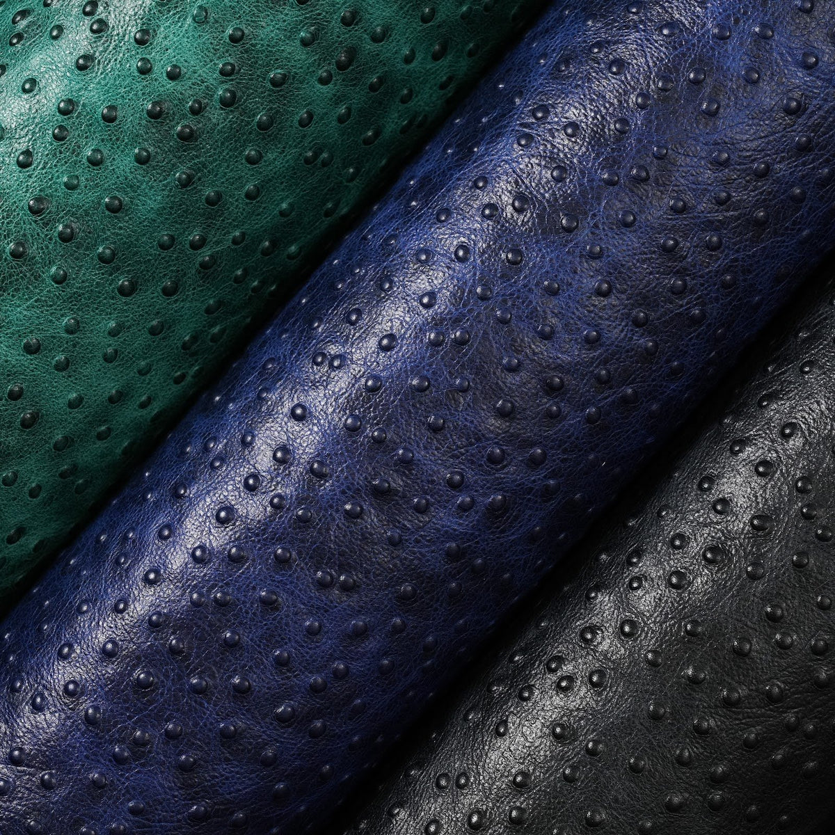 Ostrich Embossed Cowhide Leather Panels, 2.5-3 oz - Navy Blue