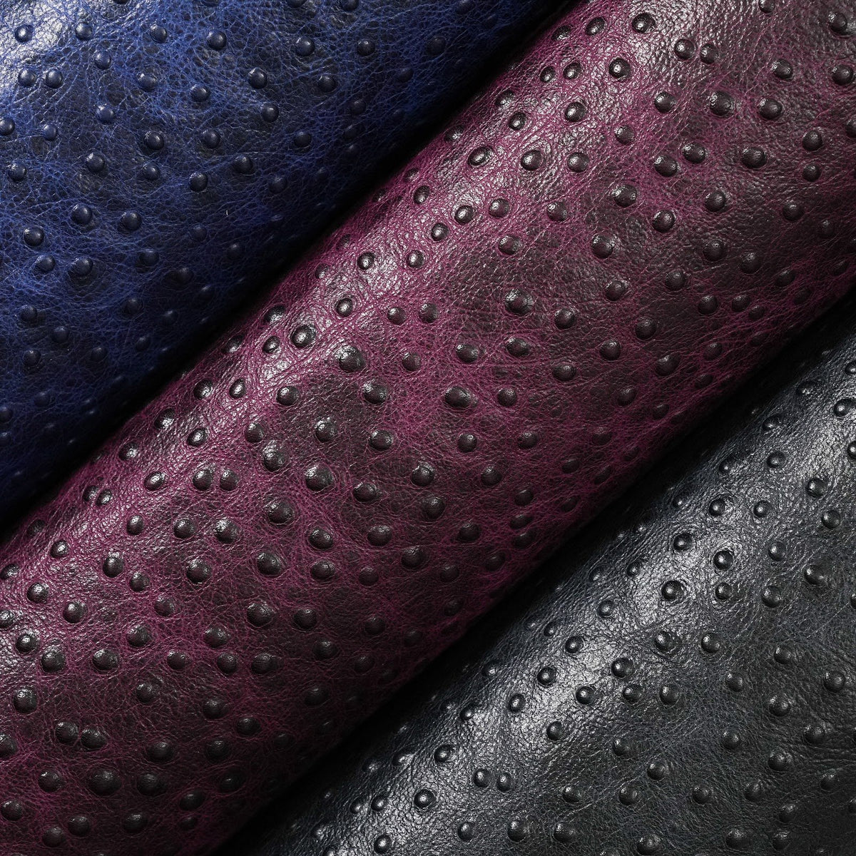 Ostrich Embossed Cowhide Leather Panels, 2.5-3 oz - Burgundy