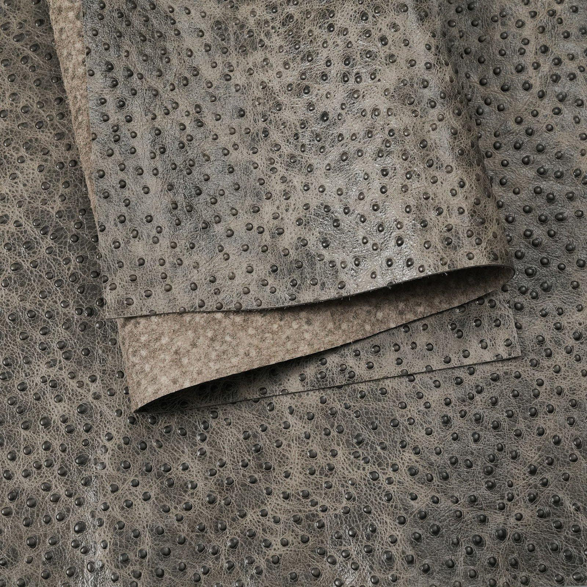 Ostrich Embossed Cowhide Leather Panels, 2.5-3 oz - Gray