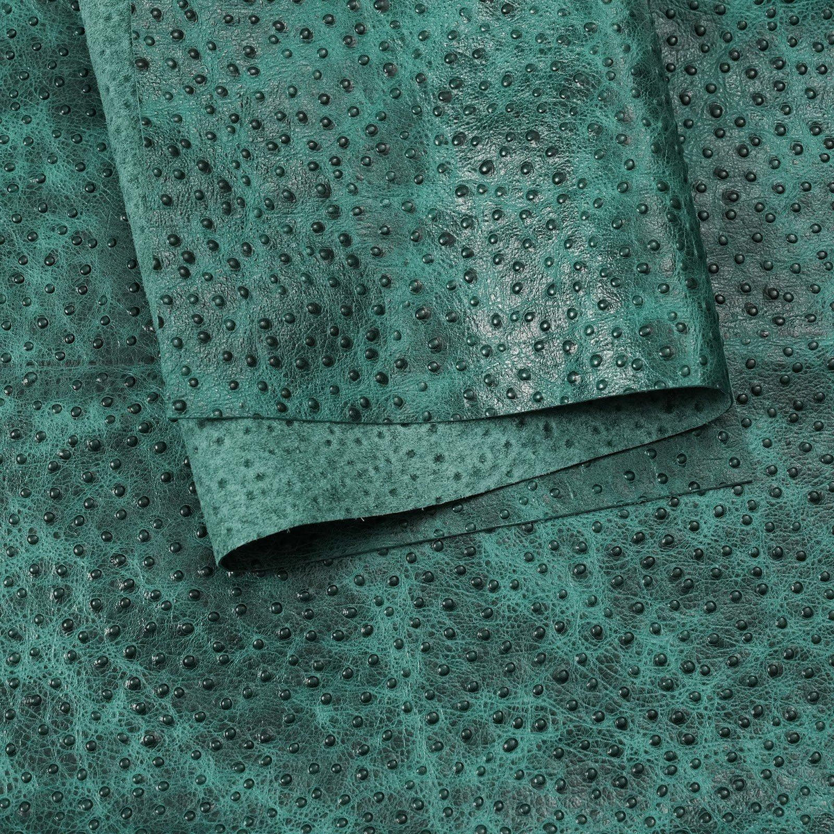 Ostrich Embossed Cowhide Leather Panels, 2.5-3 oz - Green