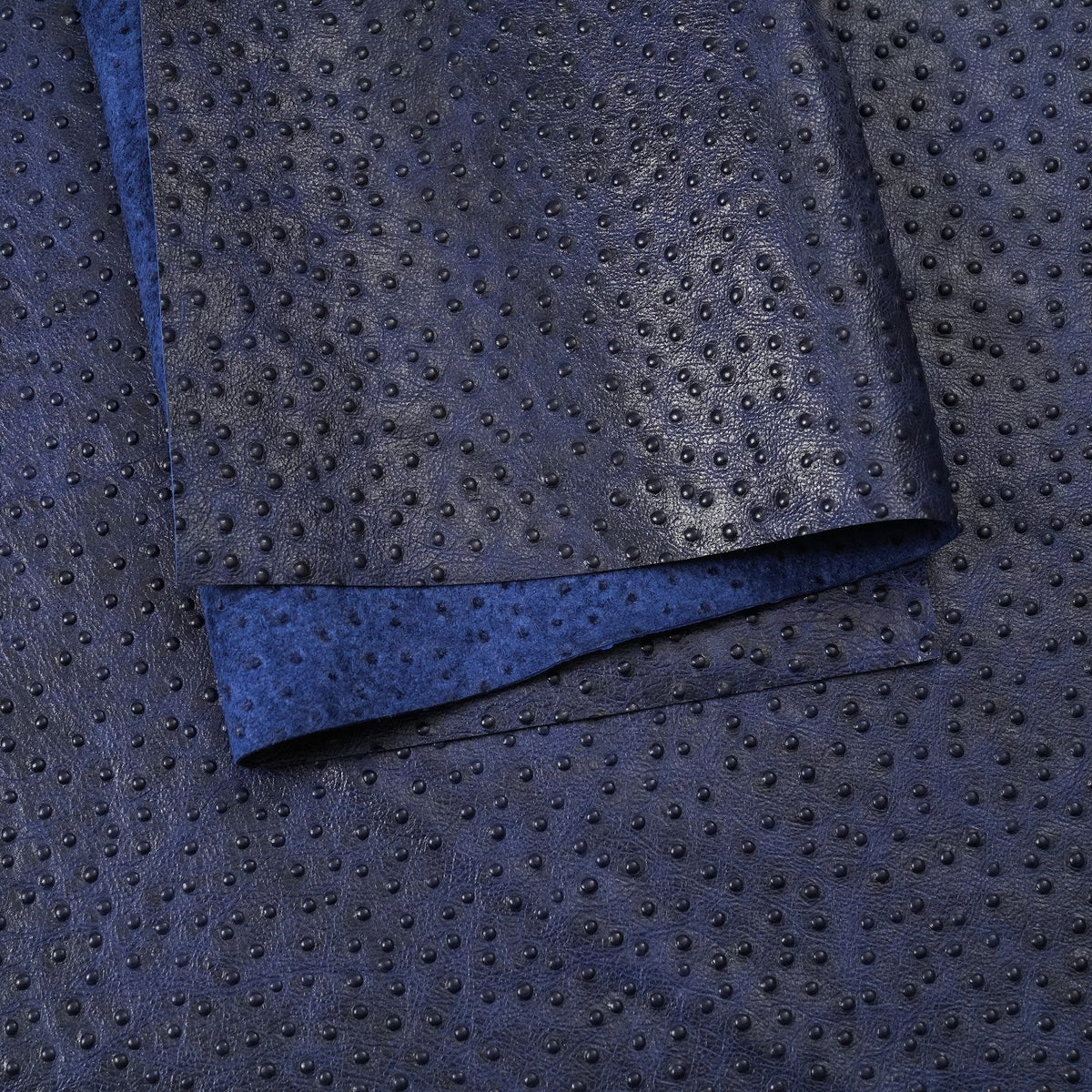 Ostrich Embossed Cowhide Leather Panels, 2.5-3 oz - Navy Blue