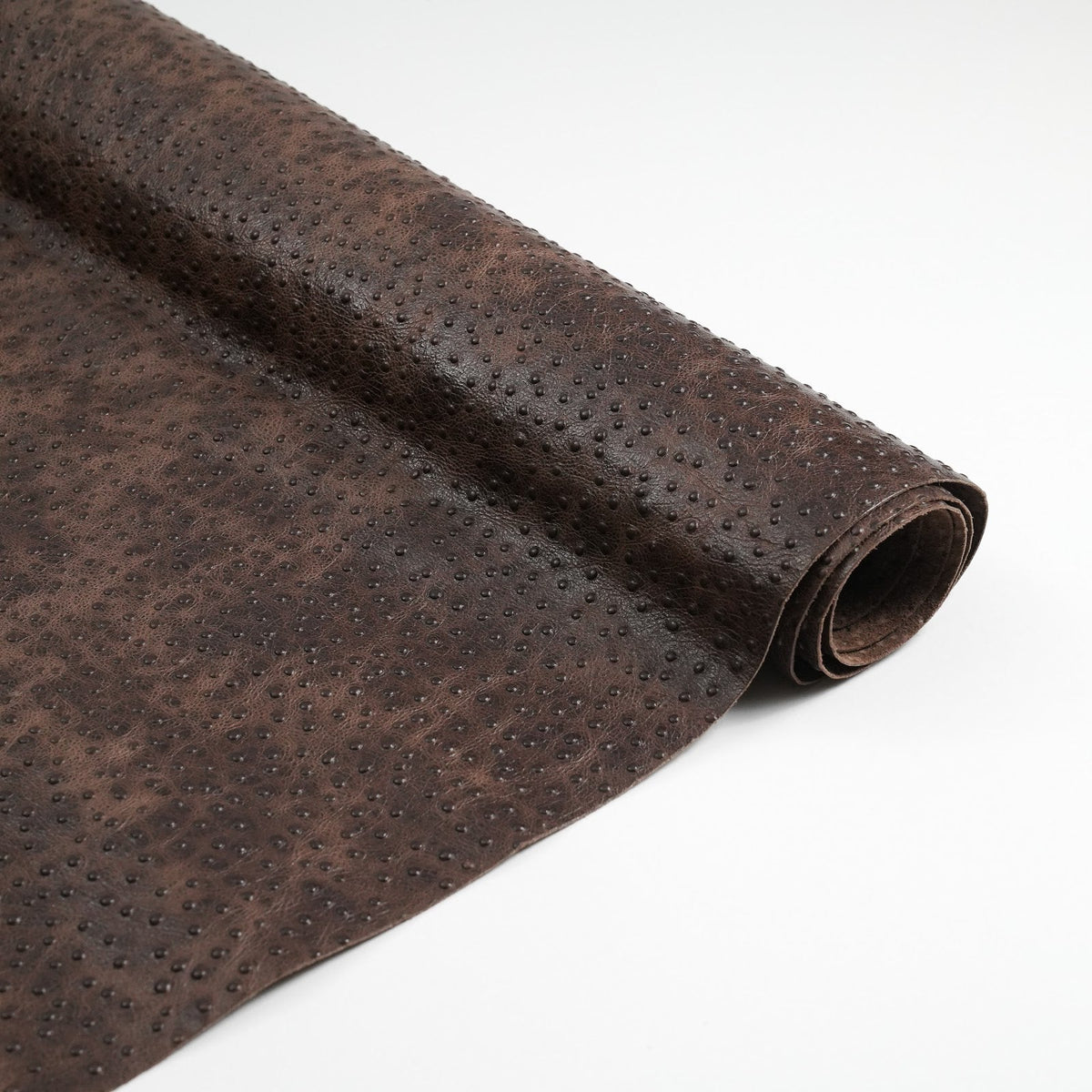 Ostrich Embossed Cowhide Leather Sides, 2.5-3 oz - Brown