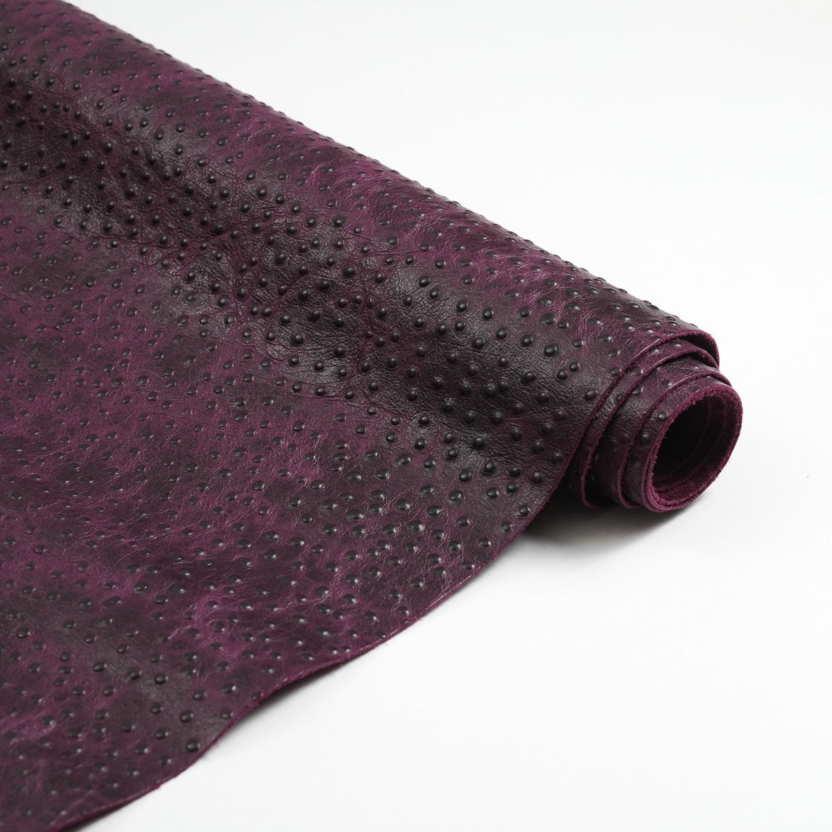 Ostrich Embossed Cowhide Leather Sides, 2.5-3 oz - Burgundy