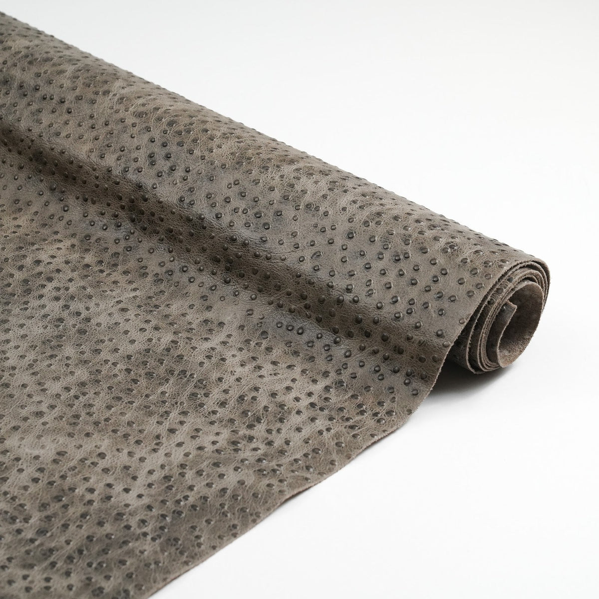 Ostrich Embossed Cowhide Leather Sides, 2.5-3 oz - Gray